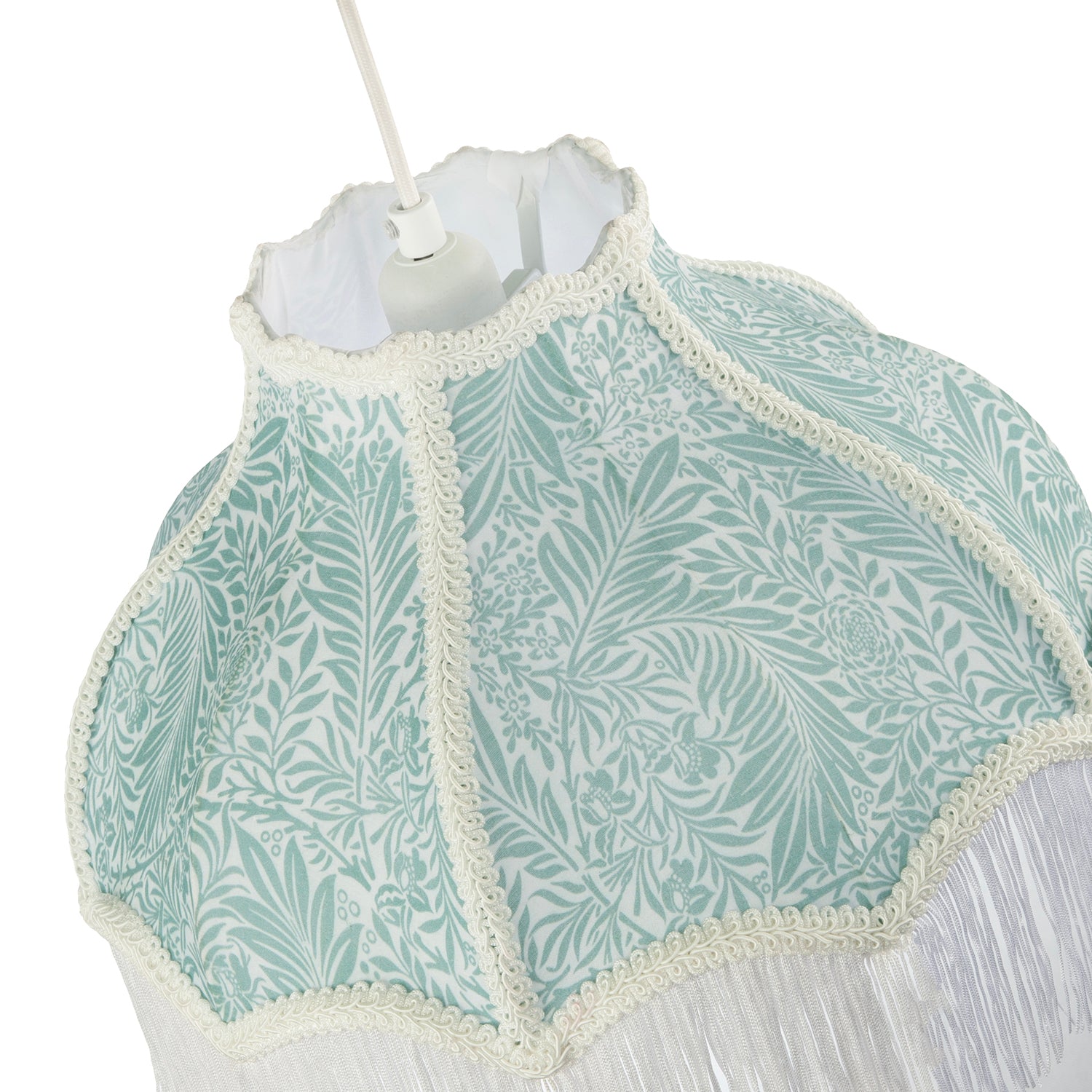 Classic Victorian Lamp Shade in Light Emerald Green Velvet with Trims Image 3