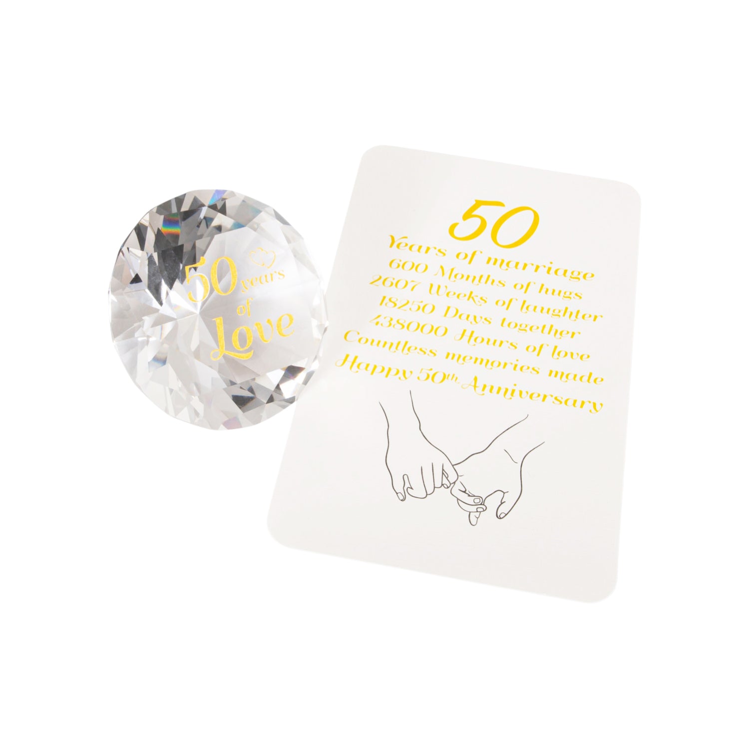 Modern Transparent K9 Crystal Glass 50th Anniversary Sentiment Ornament Gift Set Image 2