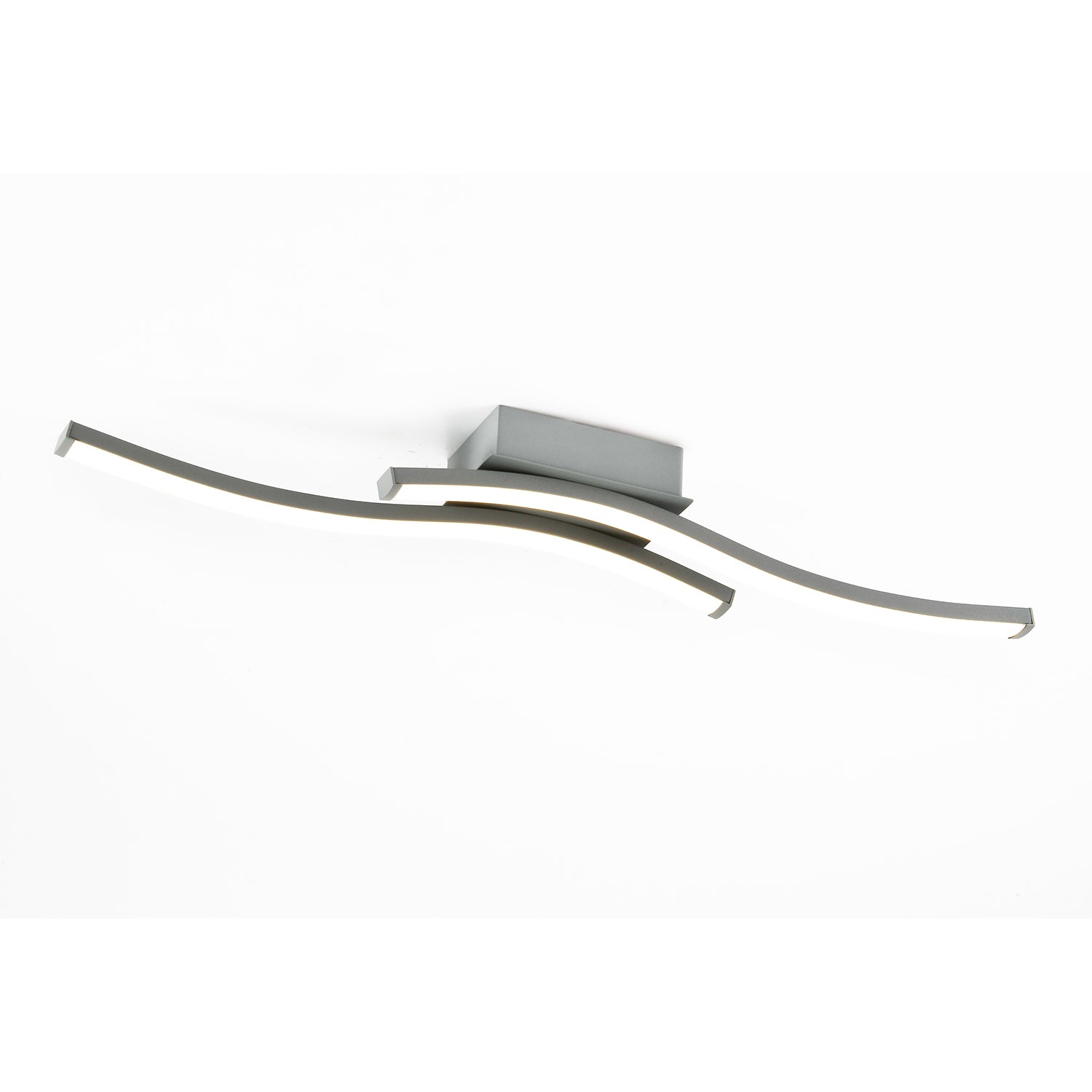 Modern Double Wavy Strip Flush LED Powered Ceiling Light Fitting in Grey Sand Image 2