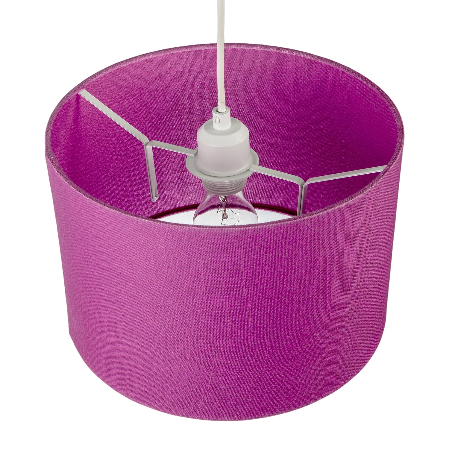Designer Raspberry rose Textured Linen Fabric Circular Lamp Shade Image 3