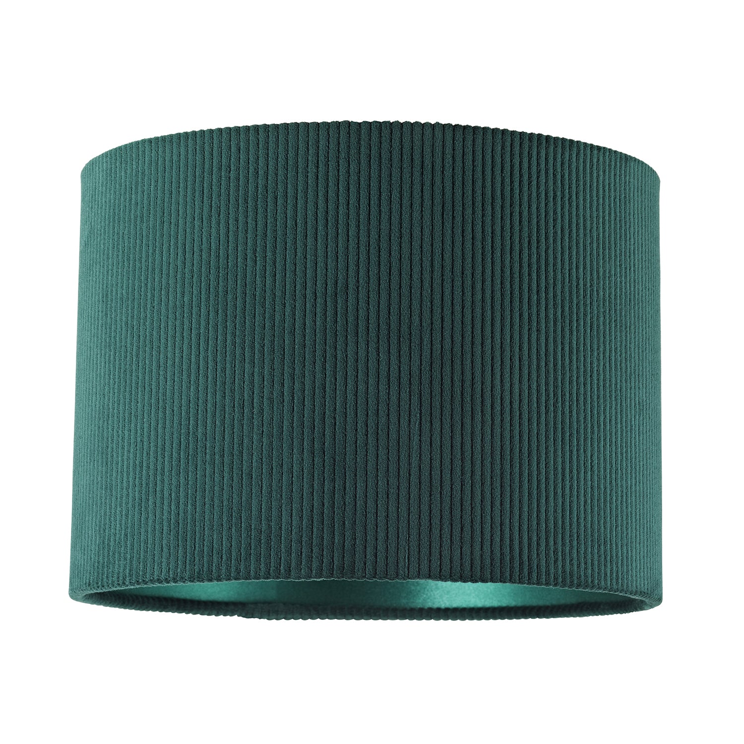 Dark Forest Green Corduroy Fabric 10' Lamp Shade with Inner Emerald Satin Lining Image 1