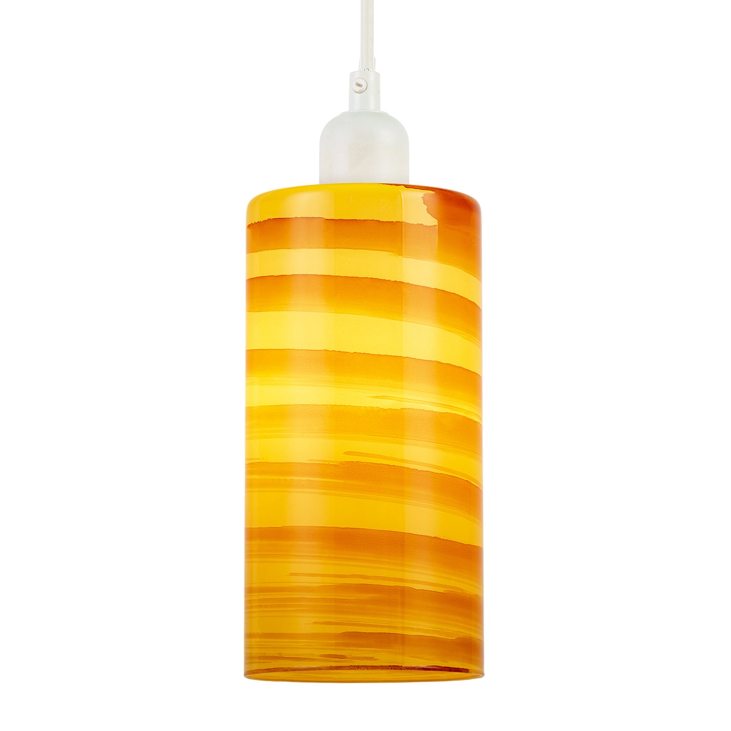 Striped Amber Glass Cylinder Pendant Shade with Retro Inspired Look Image 2
