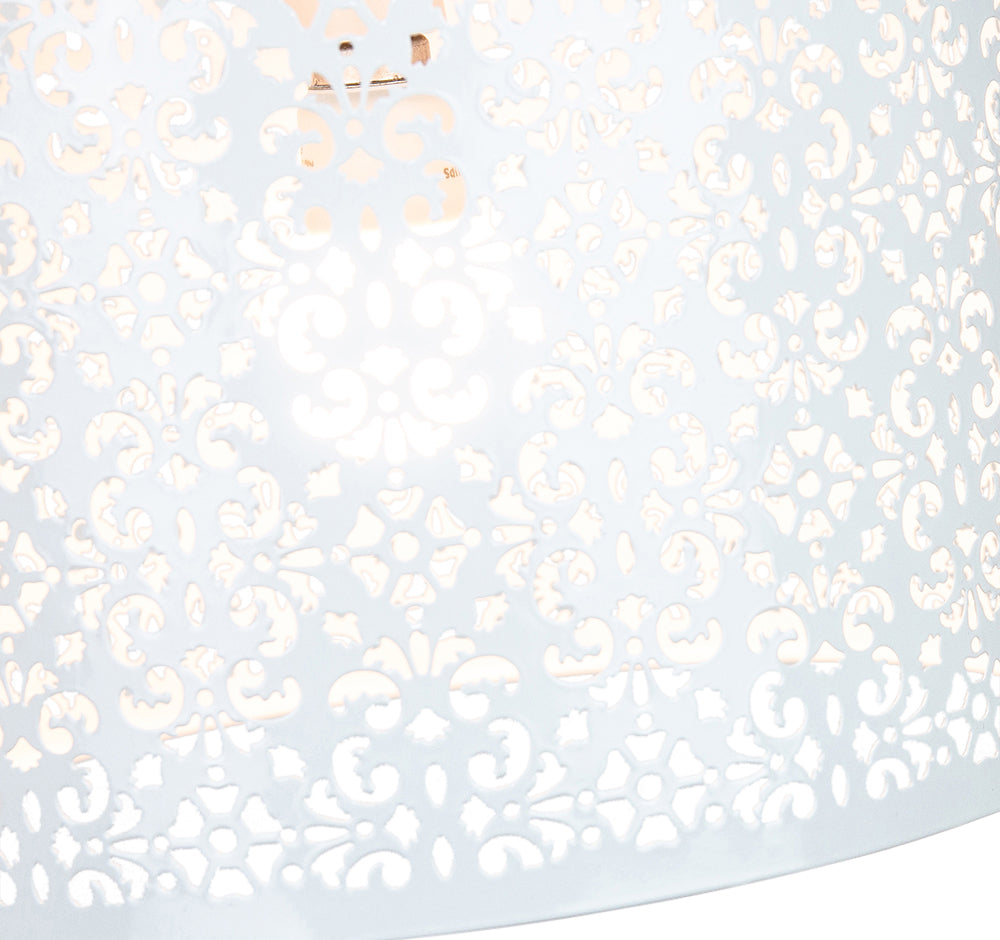 Marrakech Designed White Metal Pendant Light Shade with Floral Decoration Image 3