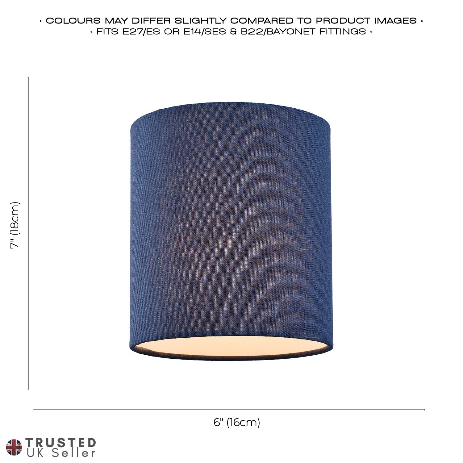 Contemporary and Elegant Midnight Blue Linen Fabric 18cm Cylinder Lamp Shade Image 6