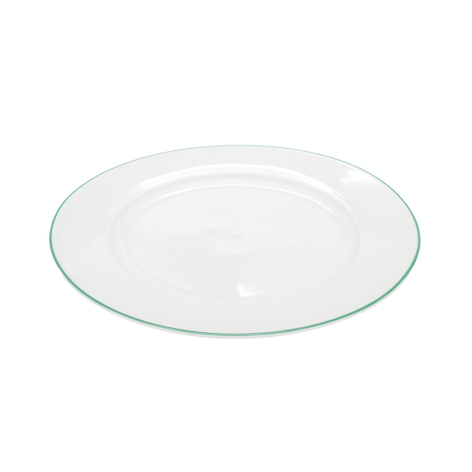 Set of 4 Durable White Ceramic Side Plates with Elegant Green Rim Image 5