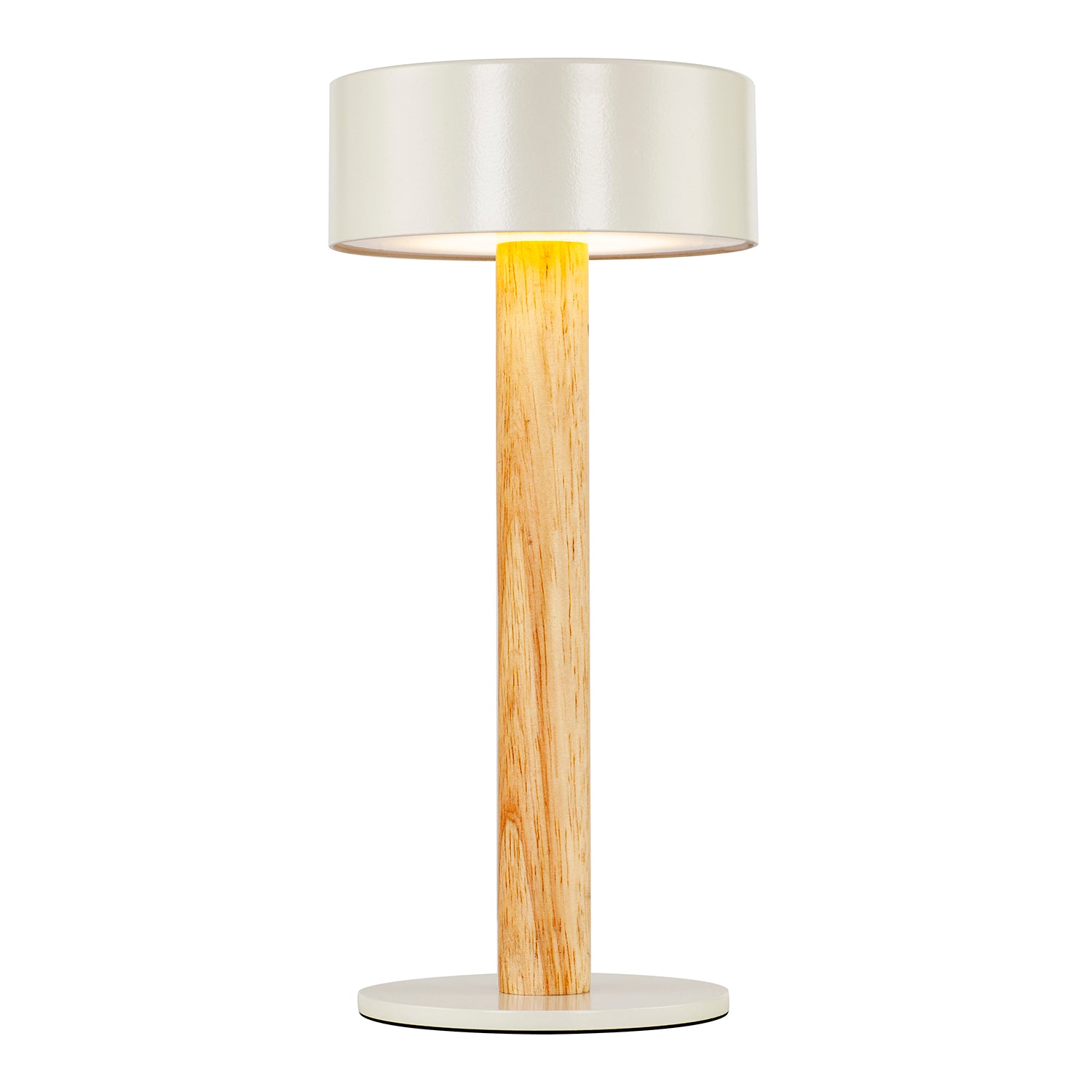 Scandinavian Look Portable Rechargeable Lamp in White and Natural Wood Image 2