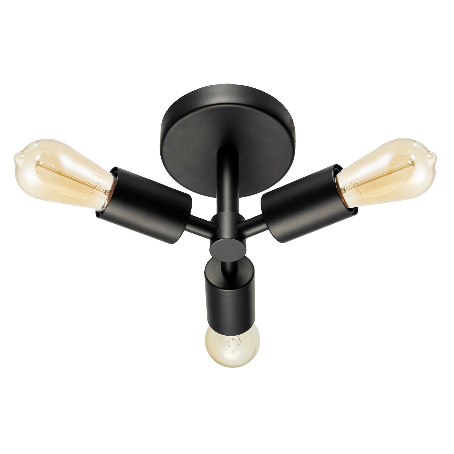 Industrial Matte Black Ceiling Light Fixture to Showcase Vintage Bulbs Image 1