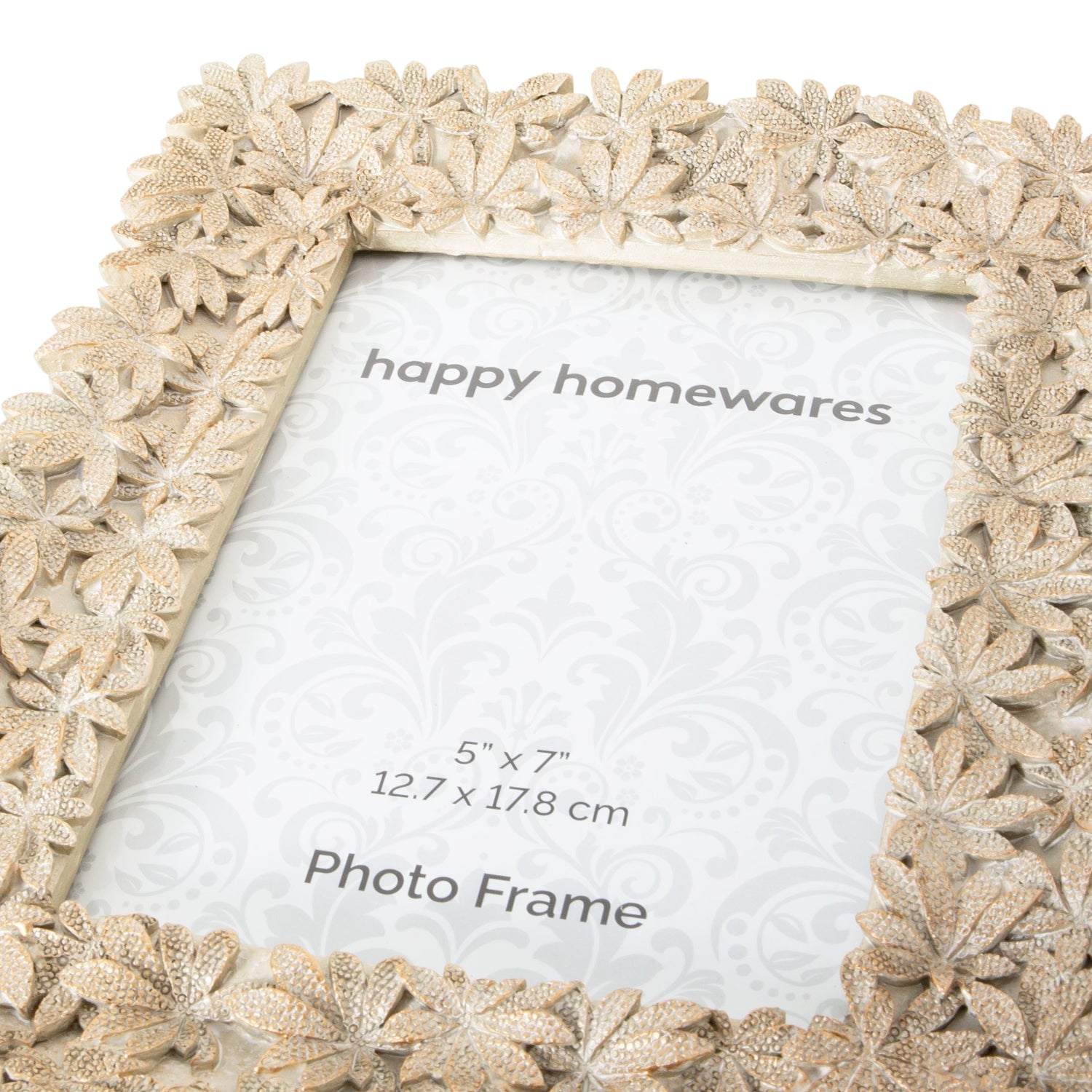 Contemporary Floral Sunflower 5x7 Photo Frame in Rustic Cream with Gold Trim Image 4