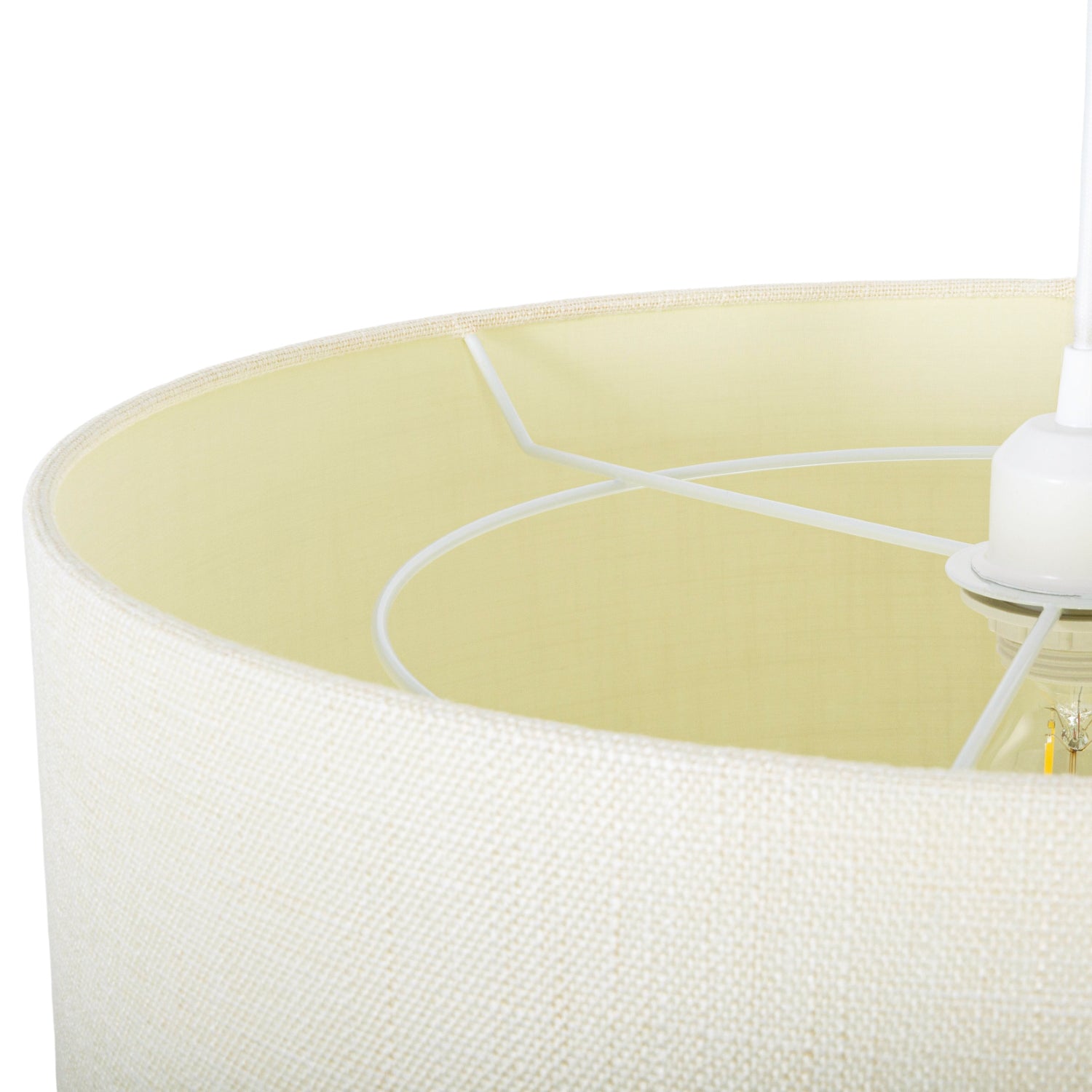 Modern Designer Cream Linen Fabric Lamp Shade with Inner Matching Cotton Lining Image 4