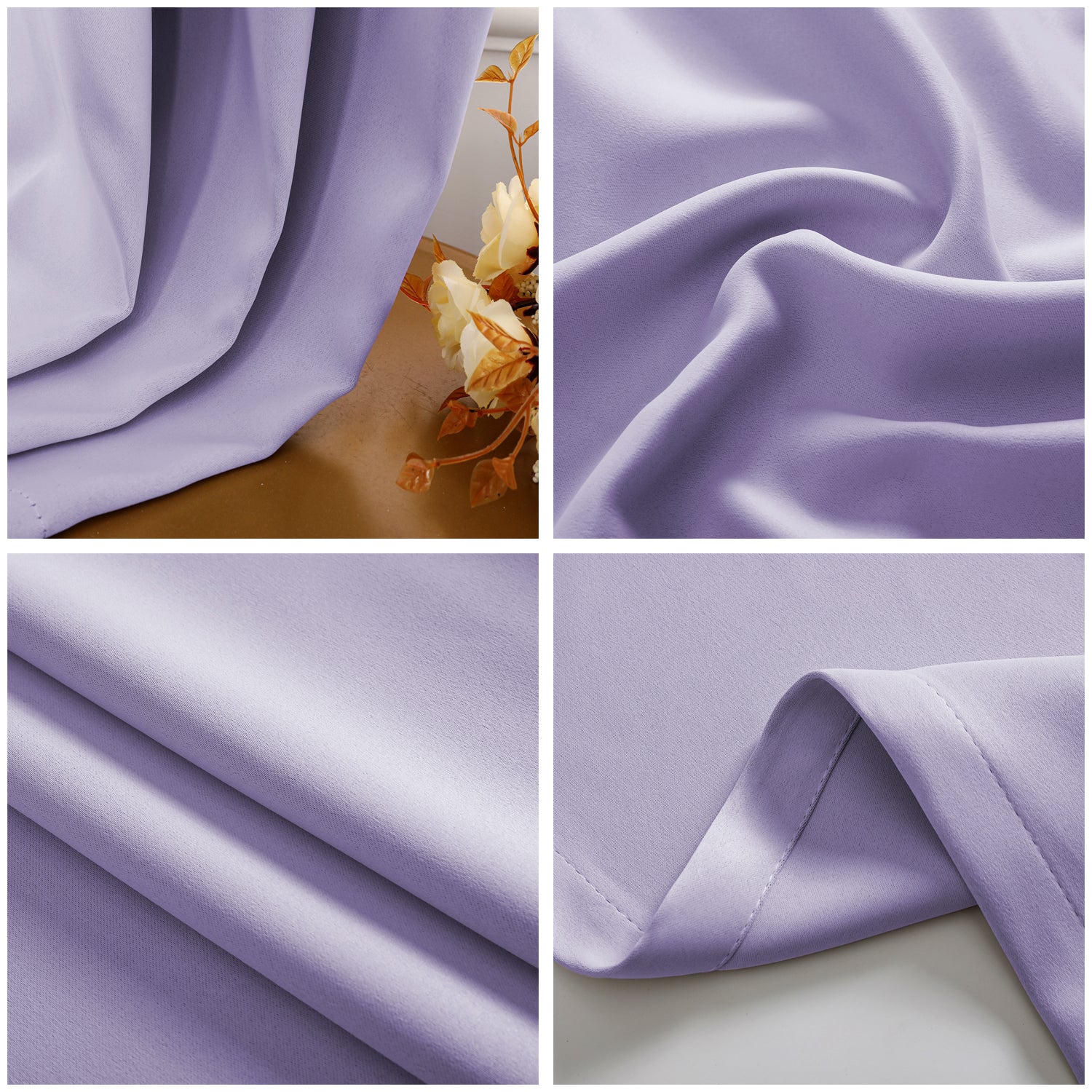 Lilac Eyelet Curtains - Thermal Blackout Curtains  - 46 x 54 Inch Drop - 2 Panel Image 2