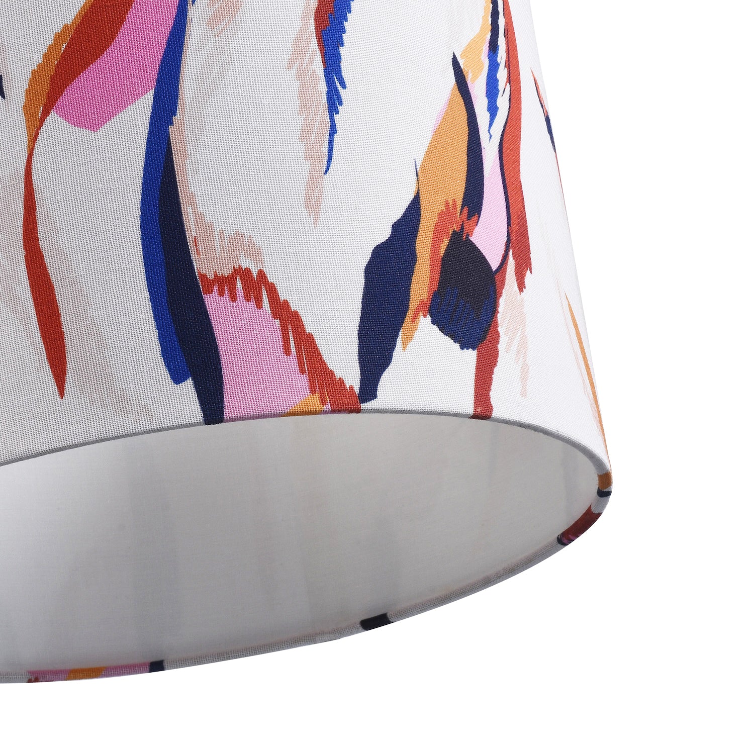 Abstract Feather Linen Fabric Drum Lamp Shade with Vivid Multi-Coloured Strokes Image 5