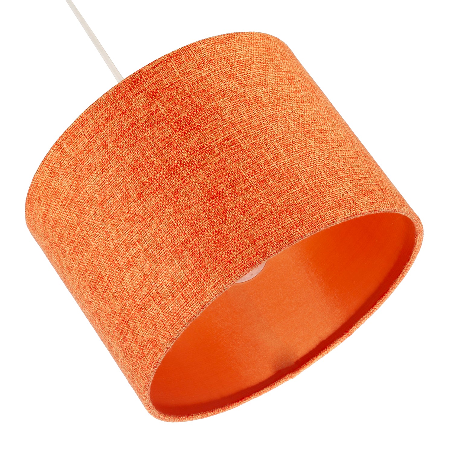 Contemporary and Sleek Orange Natural Linen Fabric Drum Lamp Shade Image 4