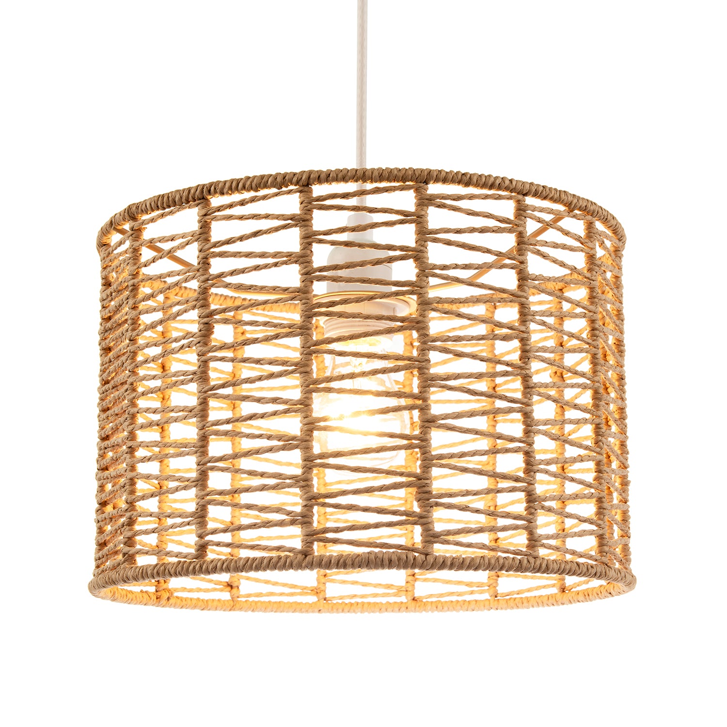 Classic Twisted Brown Paper Pendant Light Shade with Strapped Design Image 2