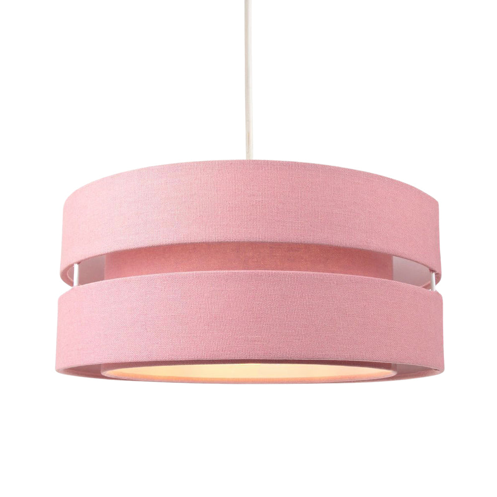 Contemporary Quality Pink Linen Fabric Triple Tier Ceiling Pendant Light Shade Image 2