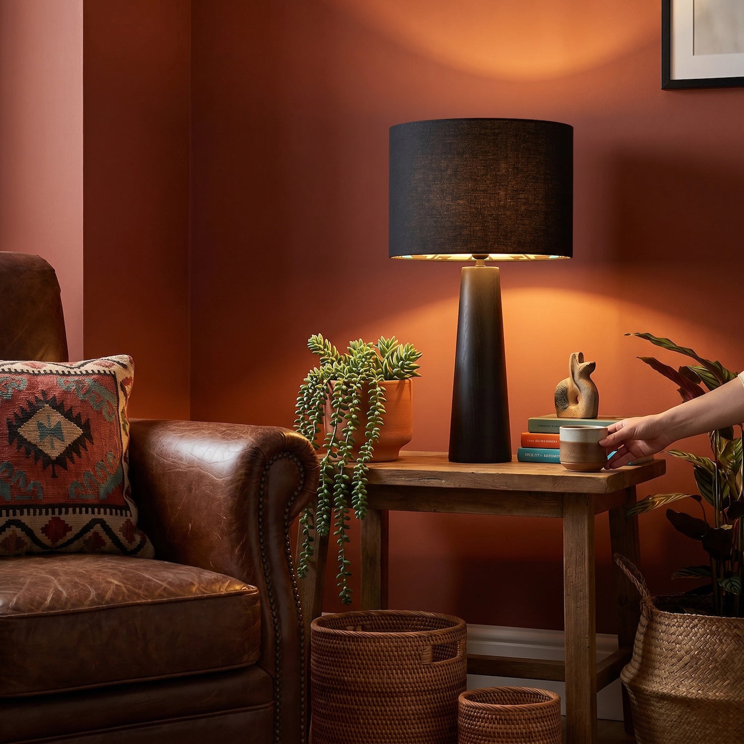 Modern Colourful Aztec Designed Lamp Shade with Black Linen Fabric Image 6