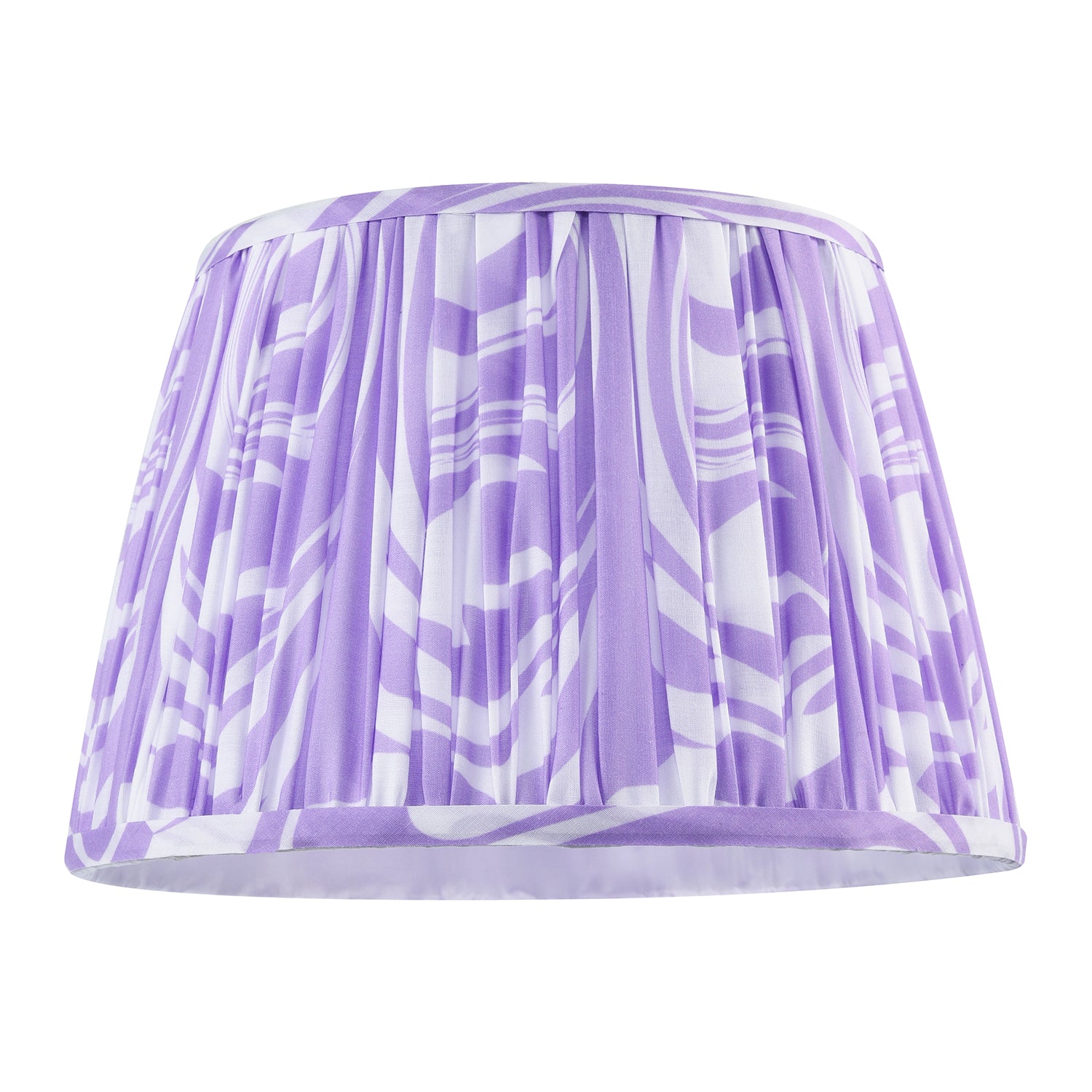 Modern Lilac Pleated Cotton Fabric Lamp Shade with Wavy Lines Design Image 1