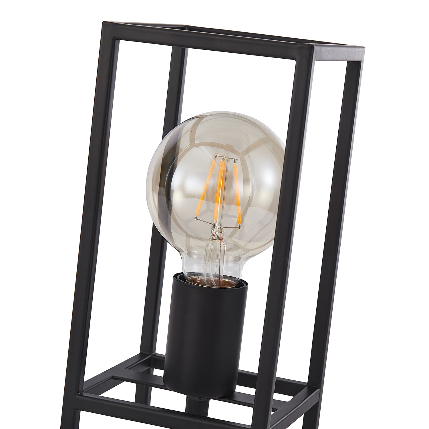 Vintage and Industrial Style Matte Black Table Lamp with Rectangular Cage Design Image 3