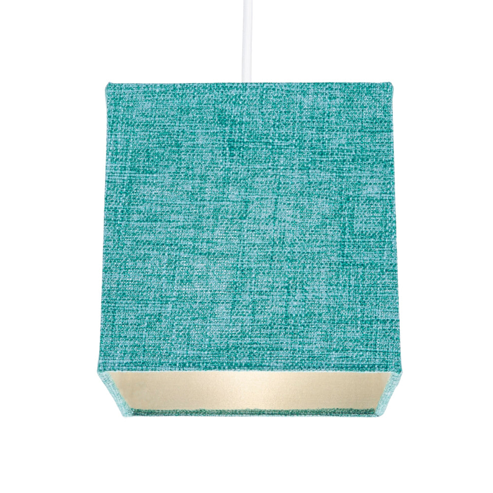 Contemporary and Sleek Teal Linen Fabric Small Square Lamp Shade 40w Maximum Image 2