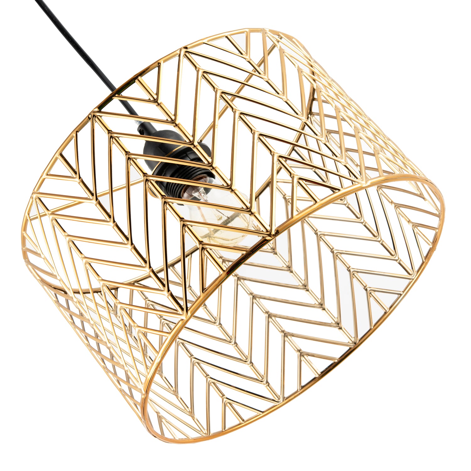 Art Deco Zig Zag Design Pendant Light Shade in Polished Gold Plating Image 3