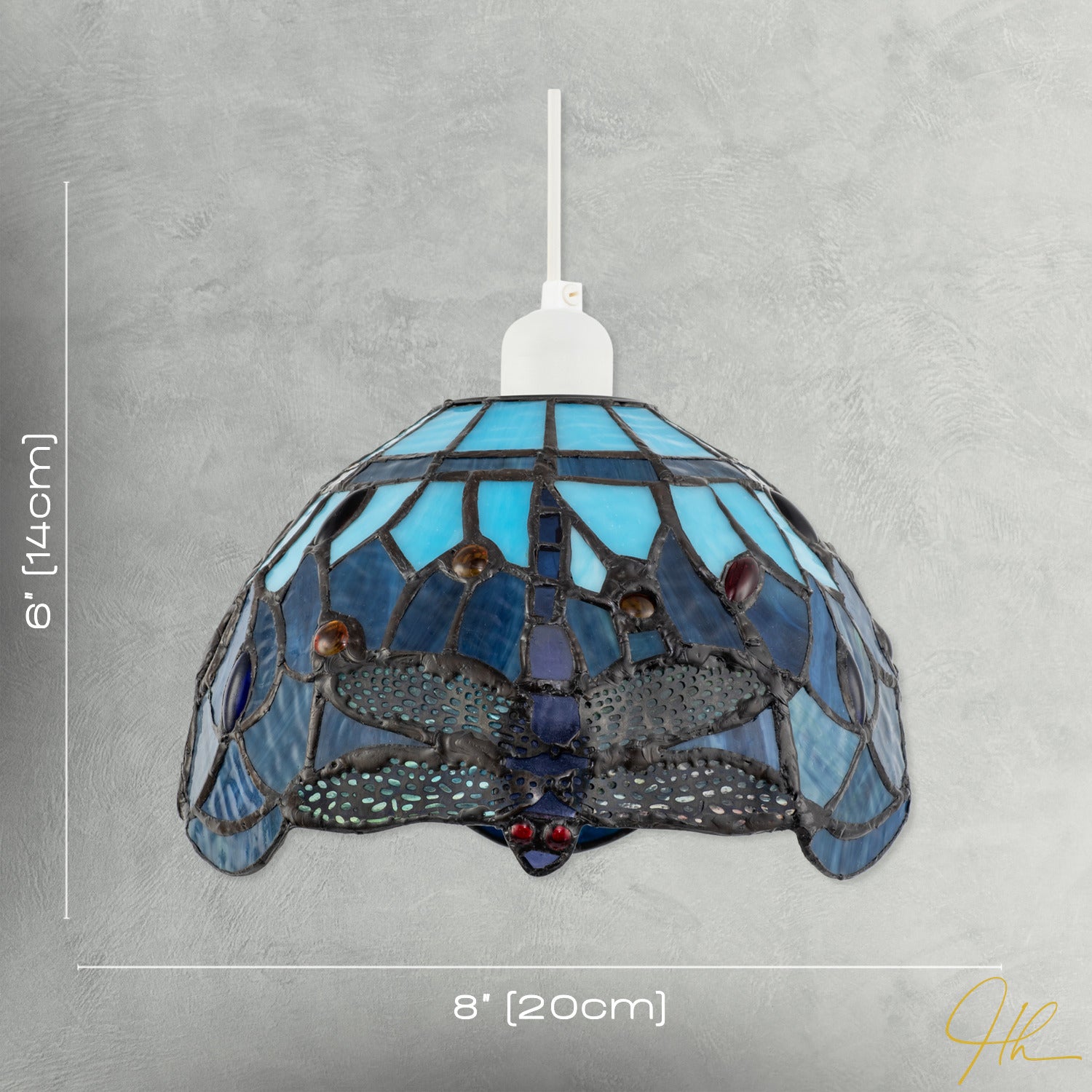 Midnight and Sky Blue Stained Glass Dragonfly Tiffany Pendant Shade Image 7