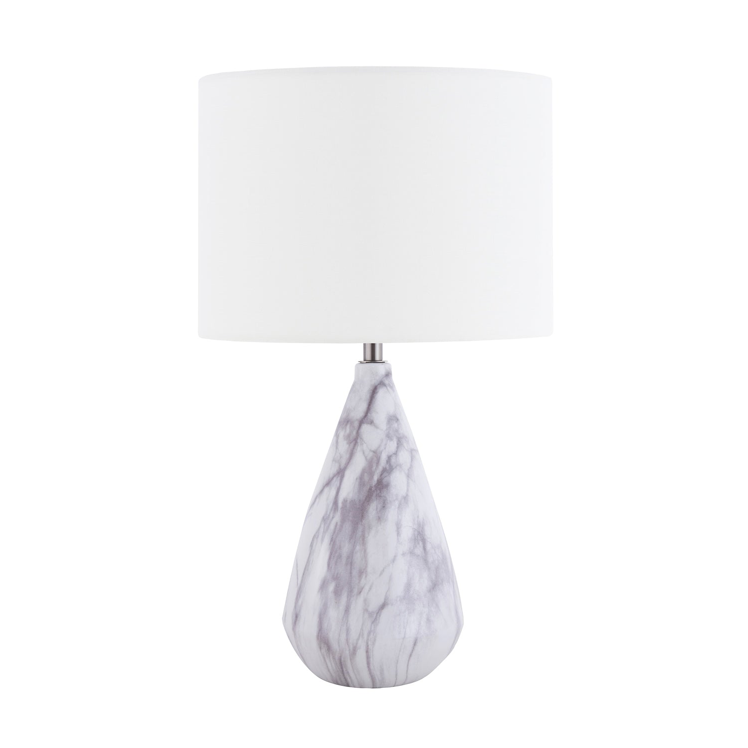 Marble Effect Ceramic Table Lamp Base with White Gloss Glazing and Chrome Trim Image 4