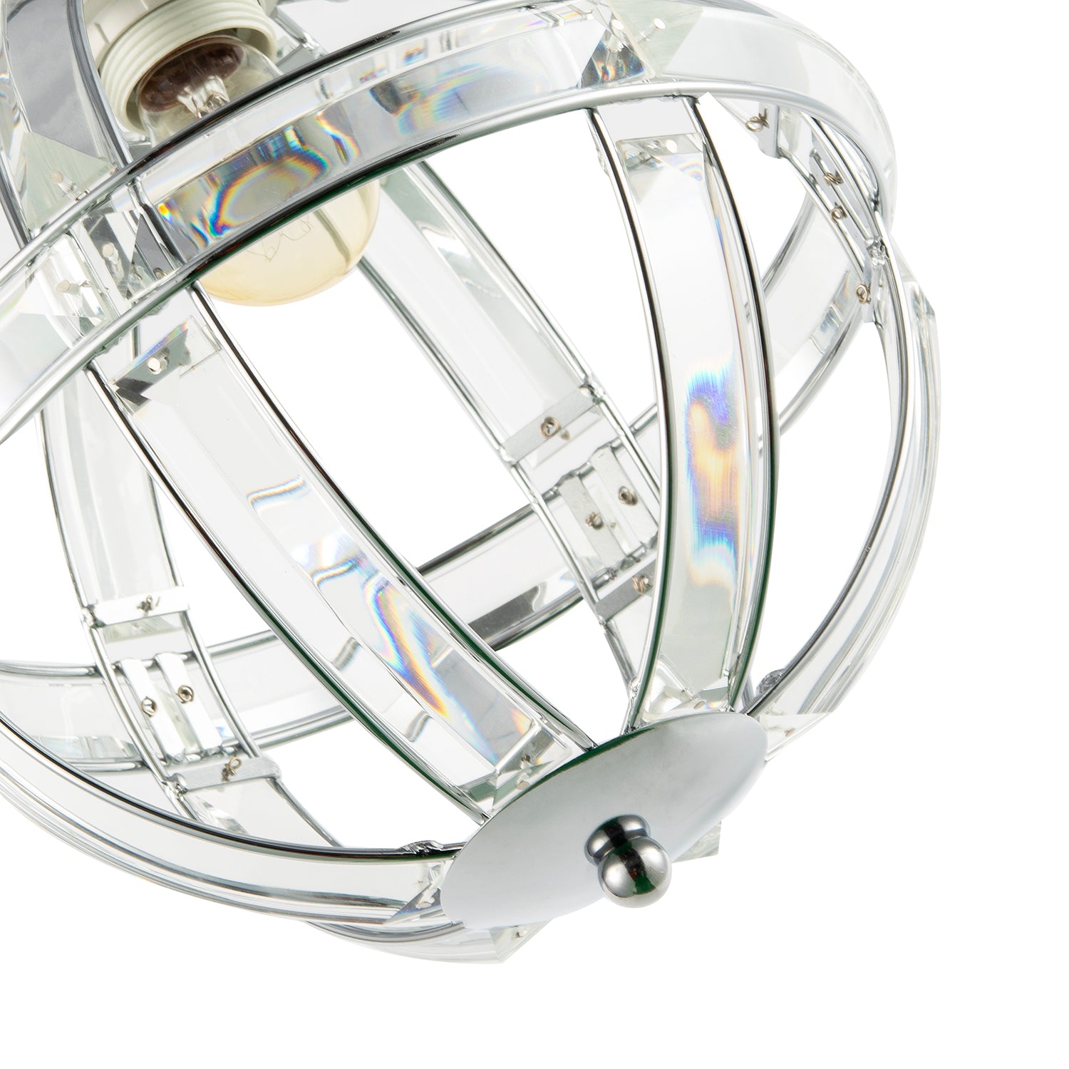 Modern Designer Spherical Chrome and Clear Acrylic Pendant Light Shade Image 4