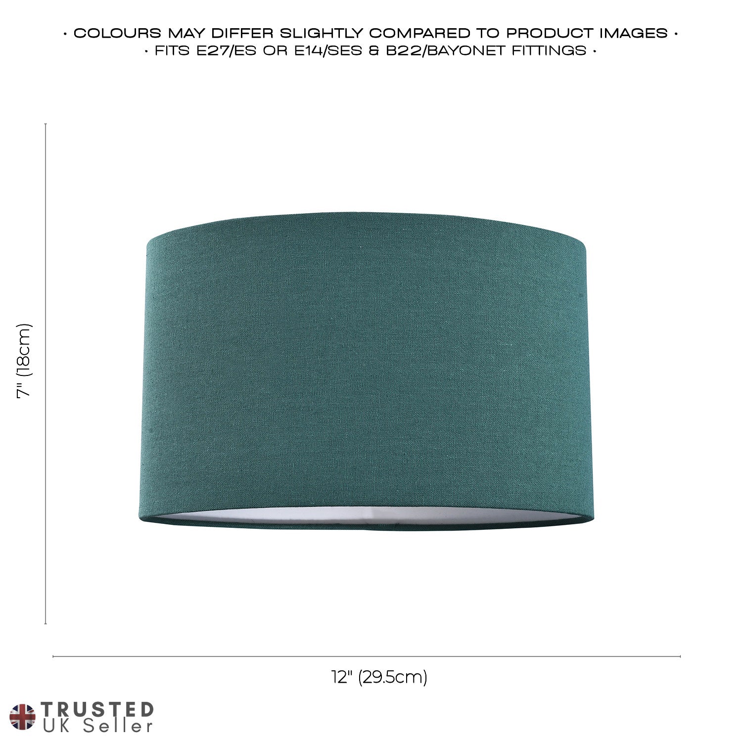 Contemporary and Stylish Forest Green Linen Fabric Oval Lamp Shade - 30cm Width Image 6