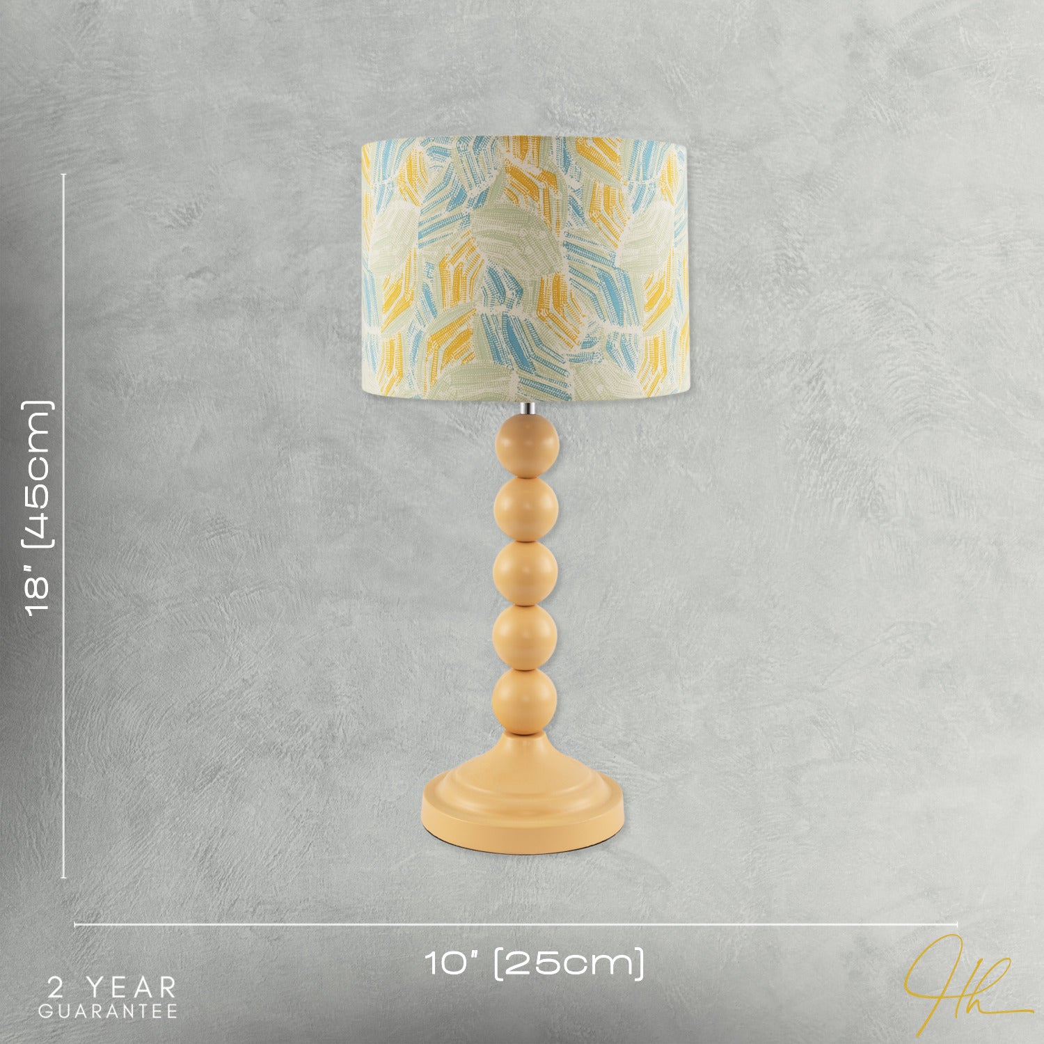 Chic Yellow Table Lamp with Graphic Style Multi Colour Fabric Shade Image 7