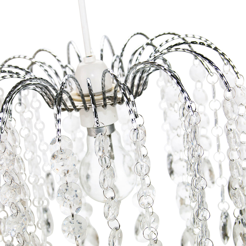 Contemporary Waterfall Pendant Shade with Transparent Acrylic Droplets and Beads Image 3