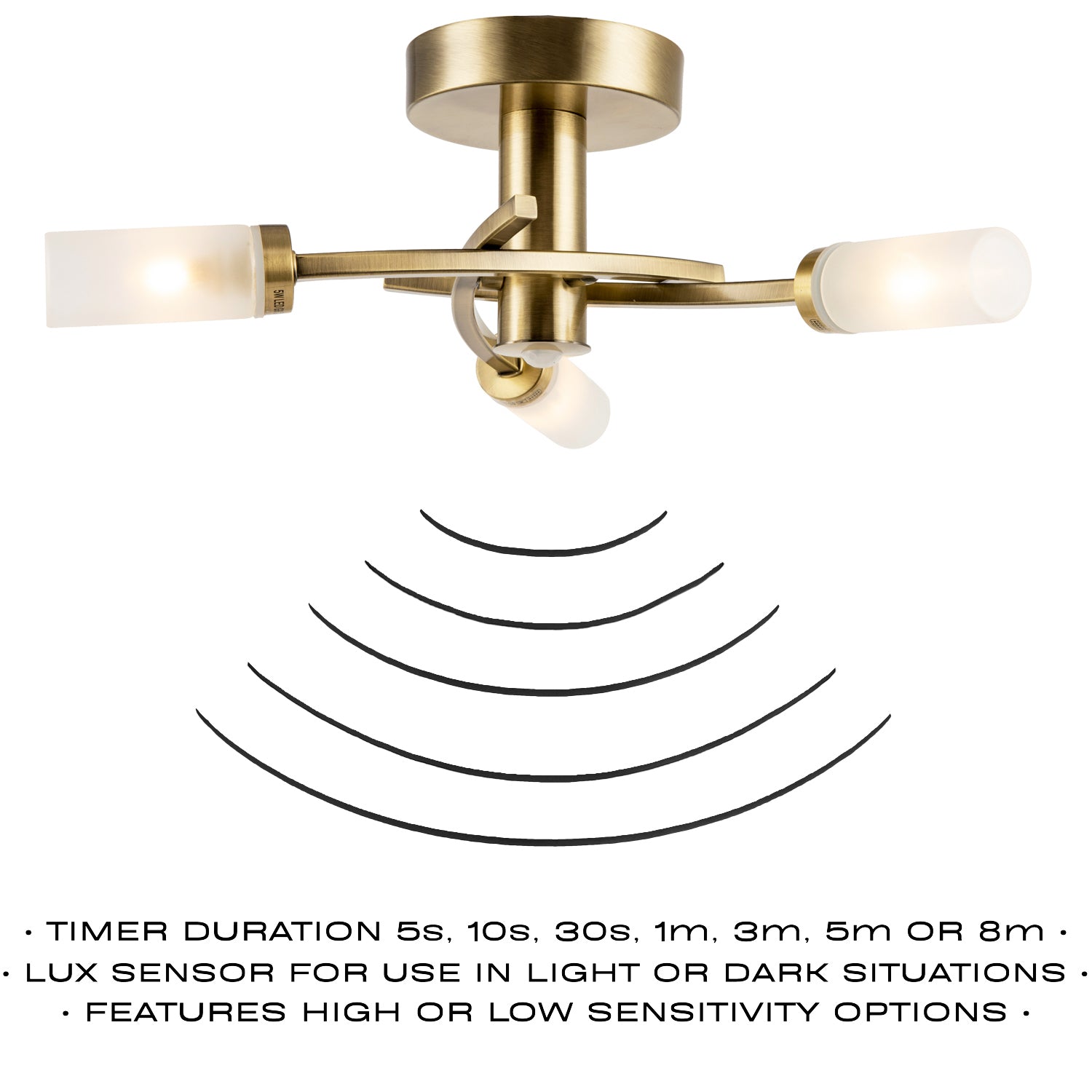 Sensor Bathroom Ceiling Light in Antique Brass with Multi Functions Image 3