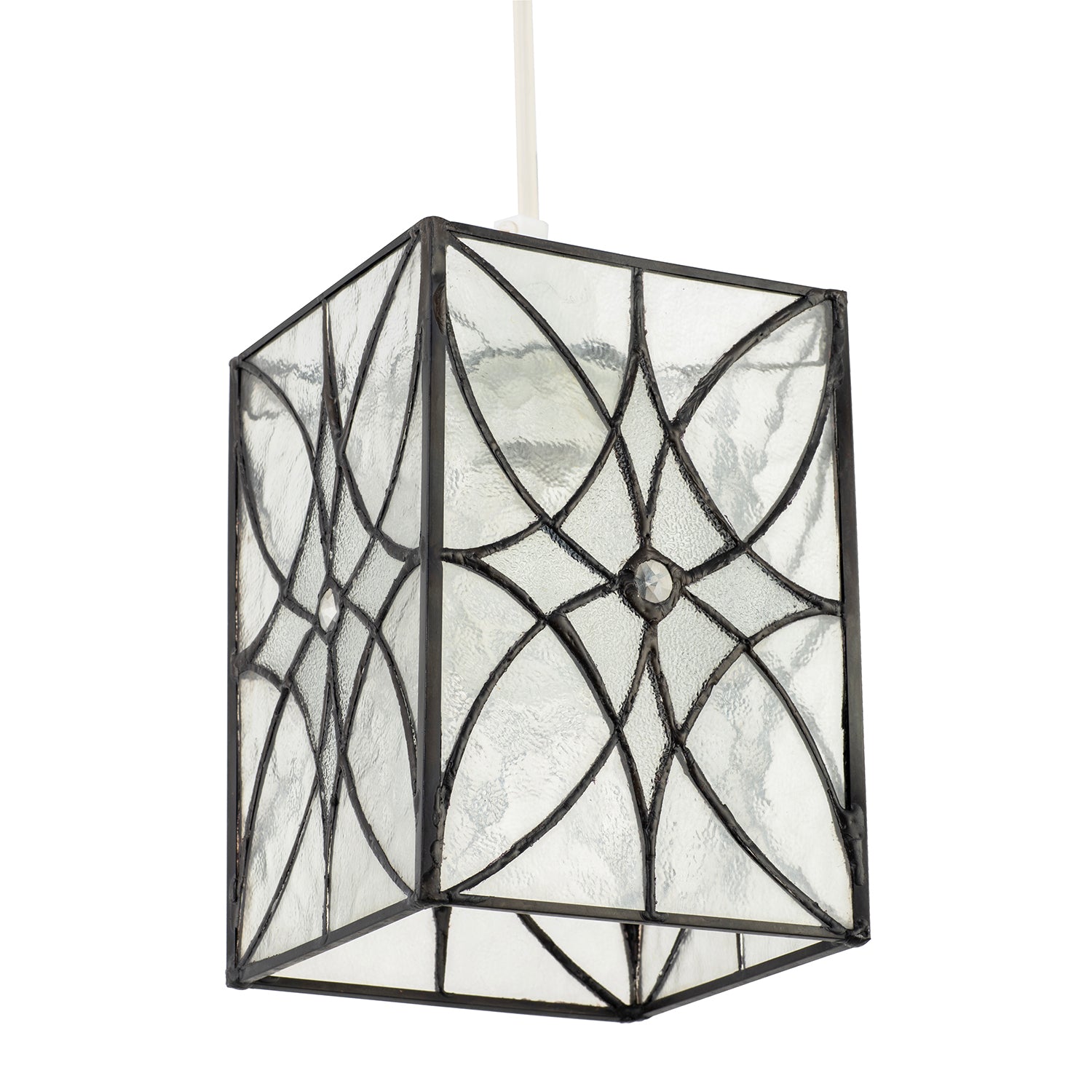 Cathedral Style Glass Pendant Light Shade with Textured Glass Panels Image 5