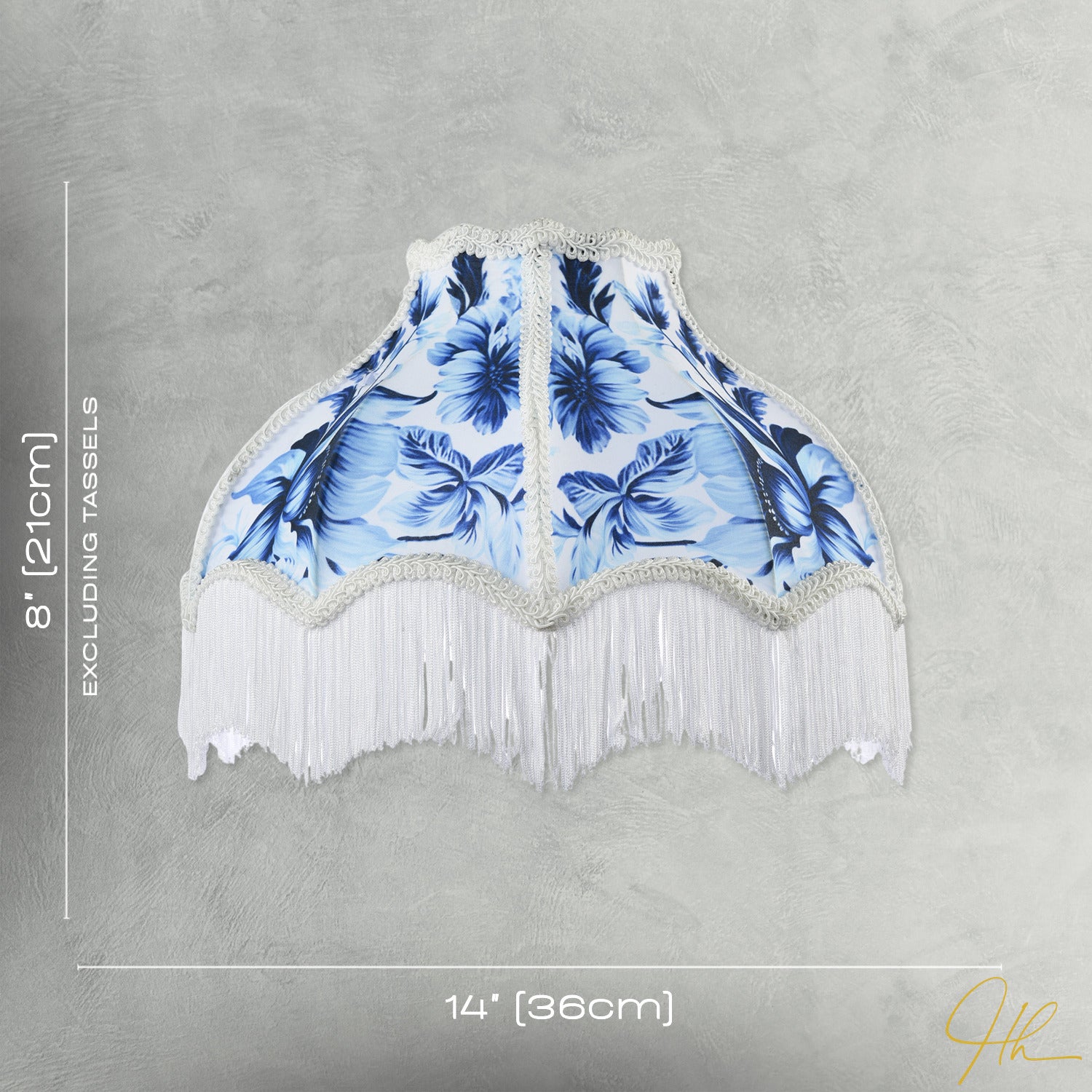 Vibrant Blue Floral Handmade Victorian Lamp Shade with White Trims Image 7