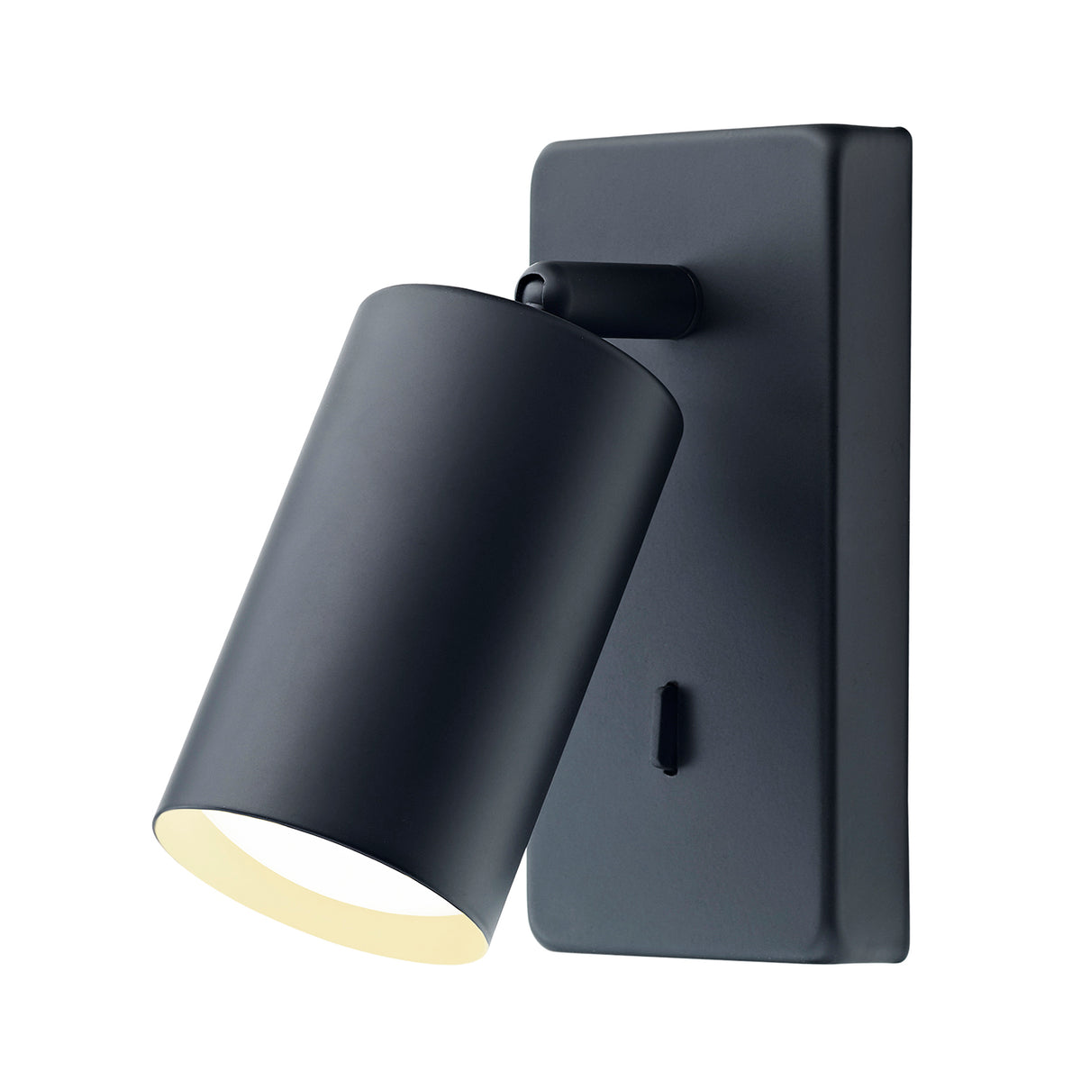Designer LED Powered Matte Black Metal Spot Wall Light Switch