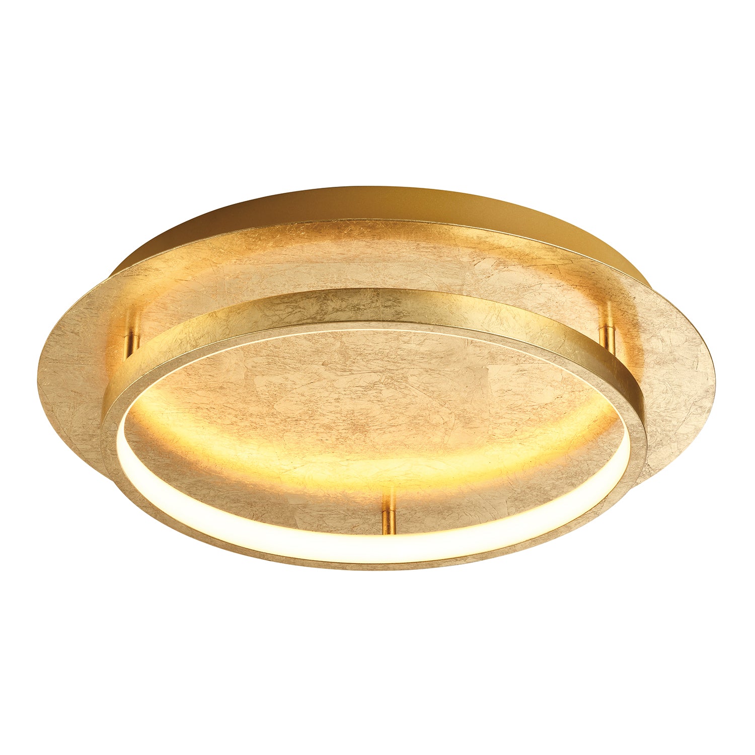 Stunning Flush Mount LED Ceiling Light Fitting with Brushed Gold Foil Finish Image 1