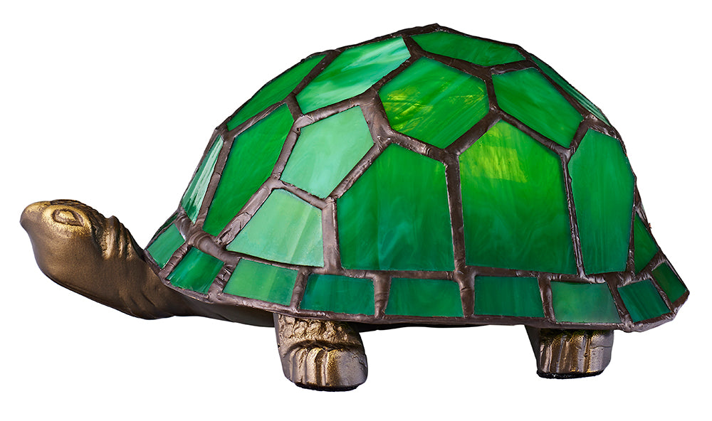 Beautifully Hand Crafted Green Glass Tortoise Tiffany Lamp Image 1