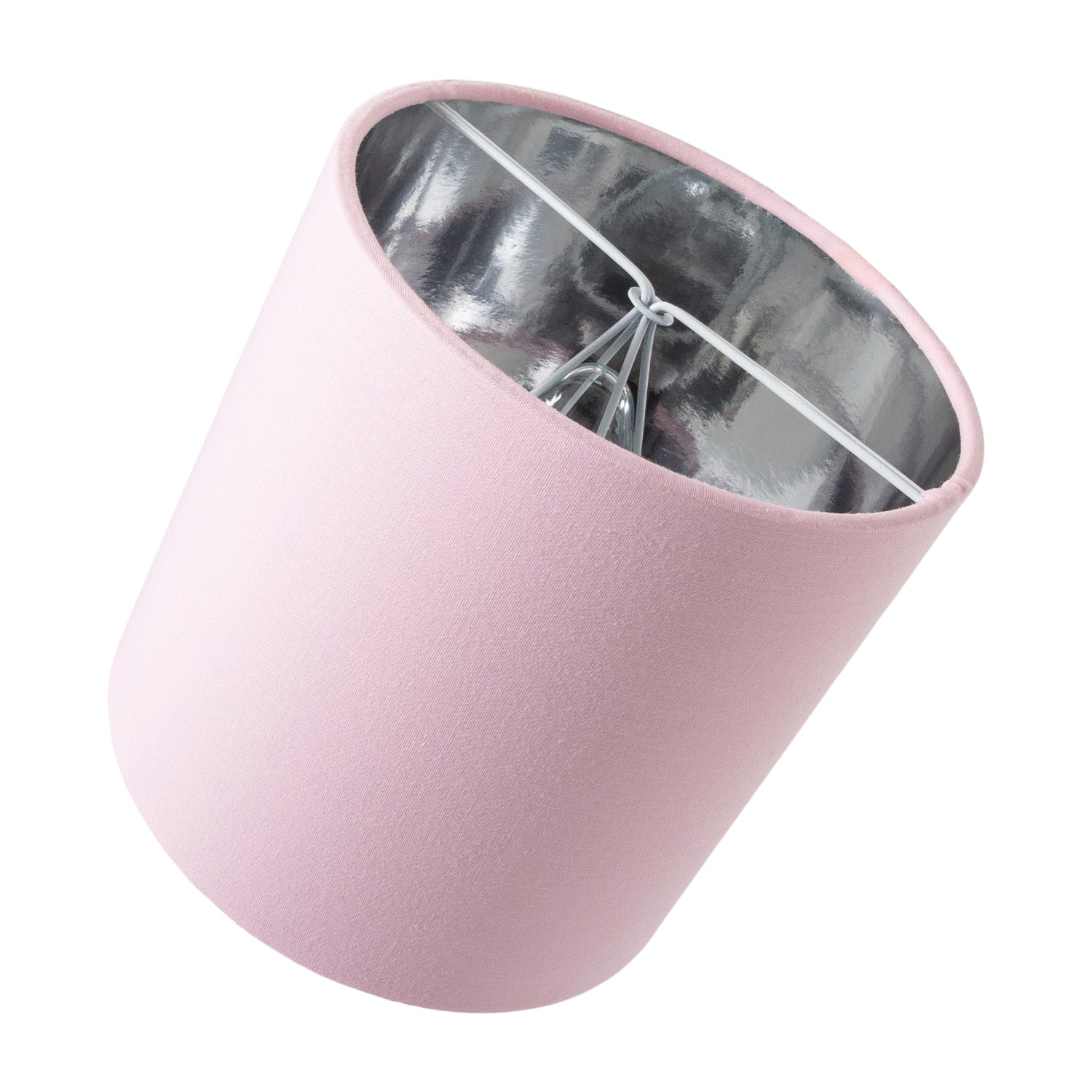 Contemporary Soft Pink 6" Clip-On Candle Lamp Shade with Silver Inner Lining Image 3