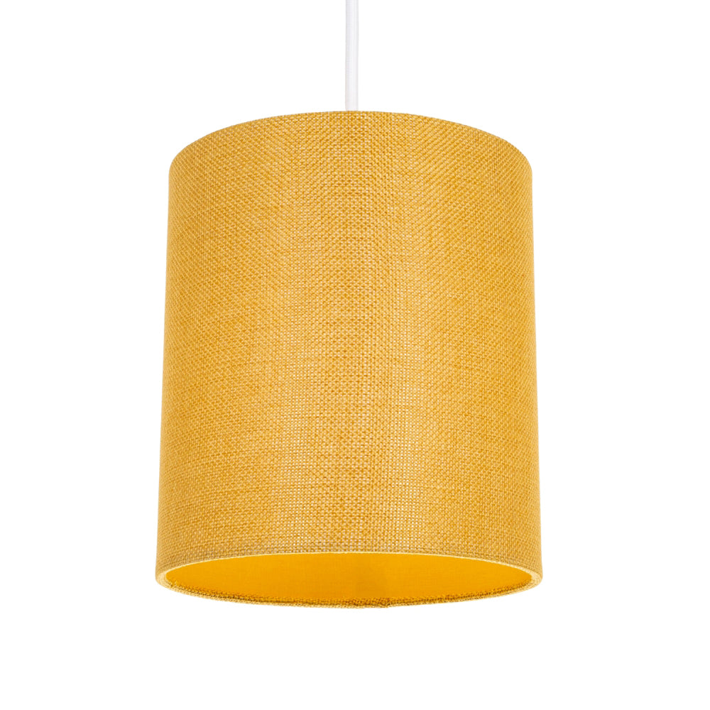 Contemporary and Sleek Ochre Linen Fabric 6" Cylindrical Lamp Shade 60w Maximum Image 2