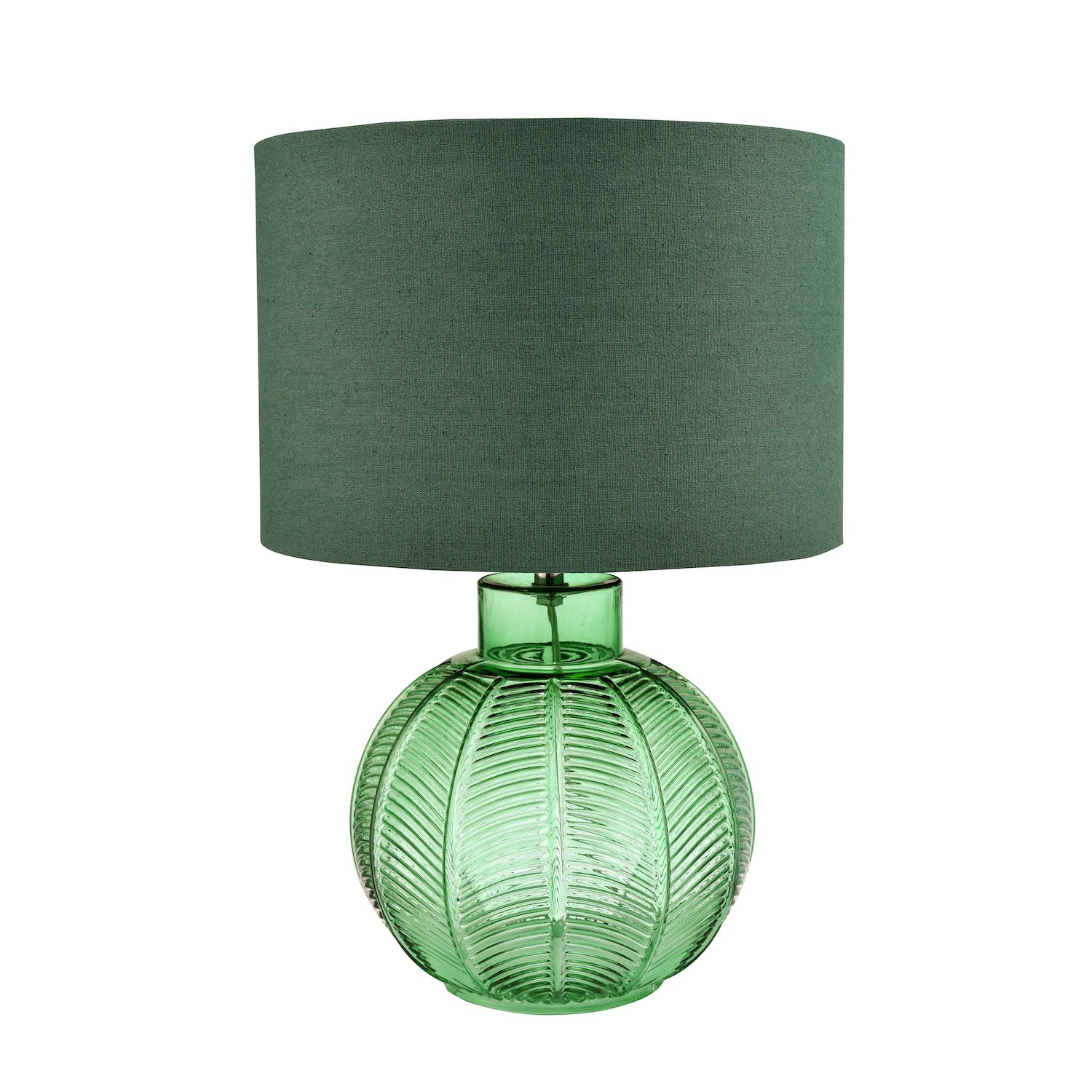 Contemporary Emerald Green Glass Lamp in Leaf Design and Forest Green Shade Image 2