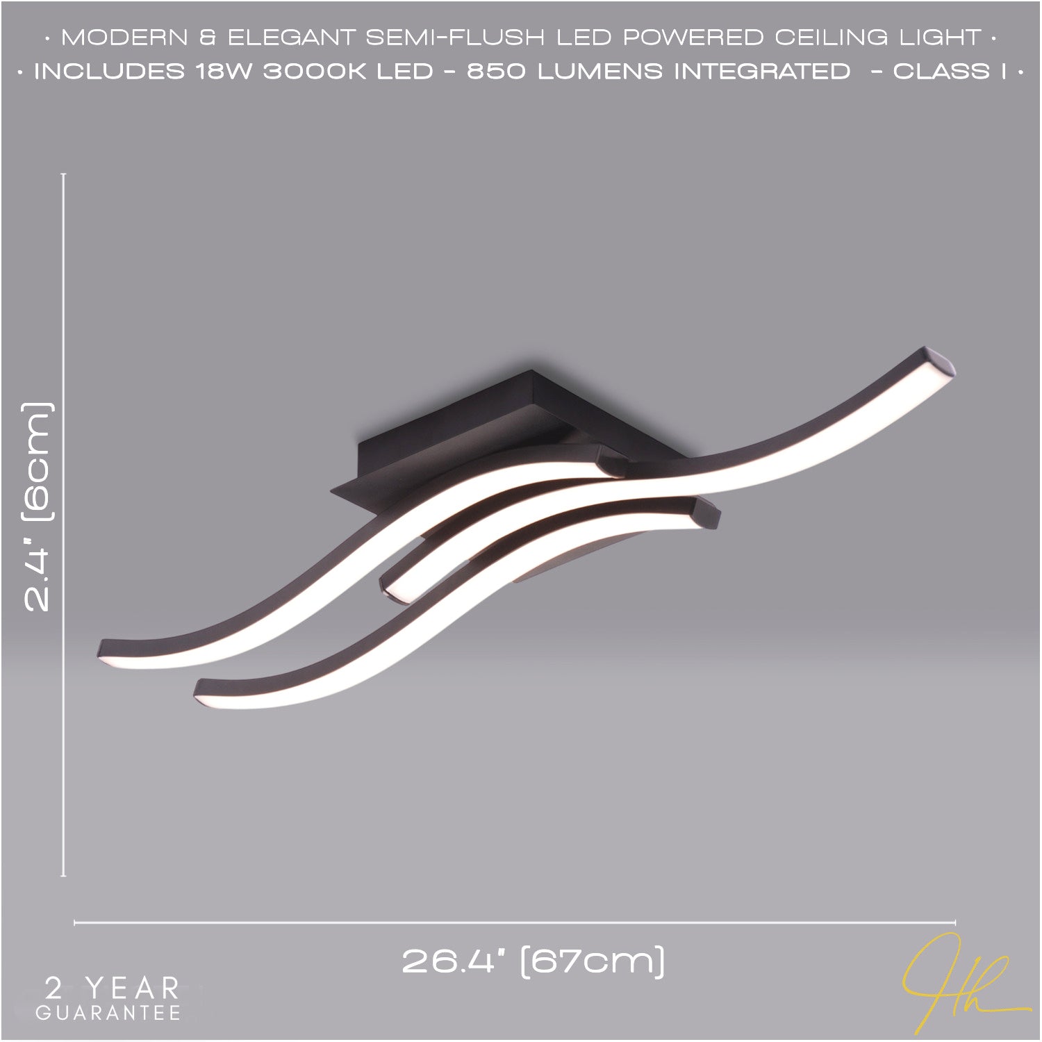 Modern Triple Wavy Strip Flush LED Ceiling Light Fixture in Matte Black Sand Image 5