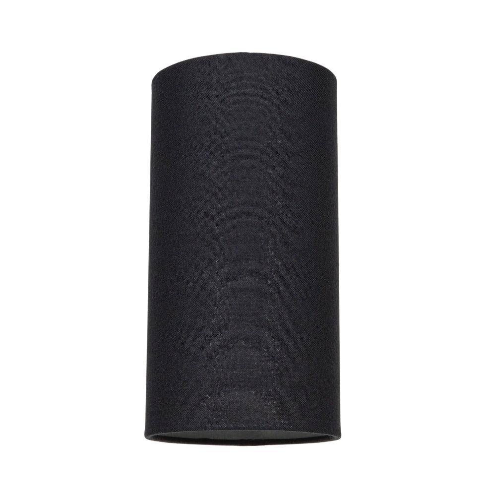 Contemporary and Stylish Jet Black Linen Fabric Tall Cylindrical 25cm Lamp Shade Image 1