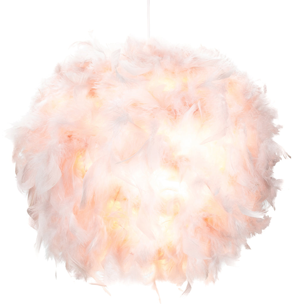 Contemporary and Unique Large Pink Real Feather Decorated Pendant Light Shade Image 2