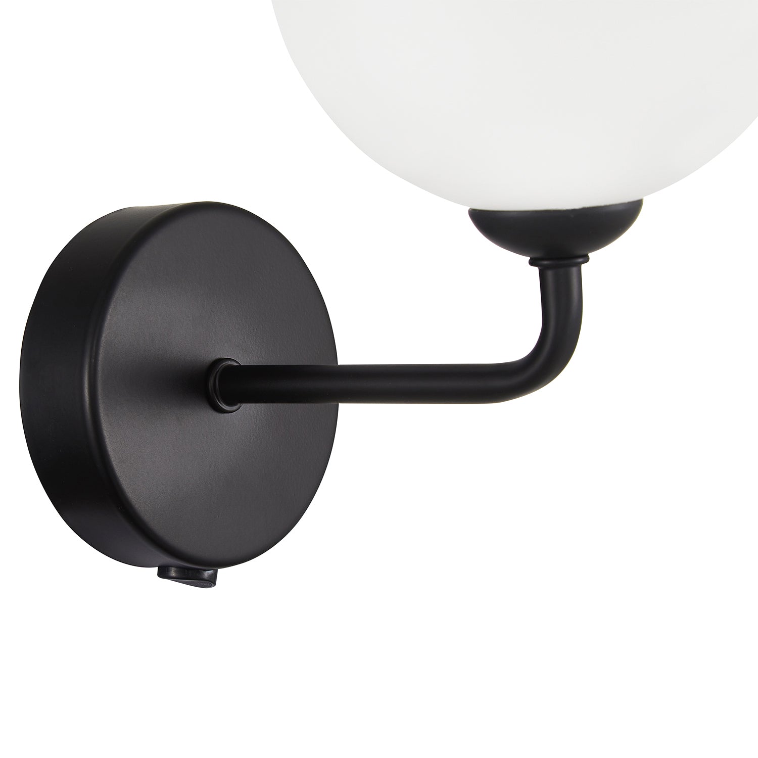 Contemporary Chic Matte Black Wall Light with Opal White Globe Glass Shade Image 4