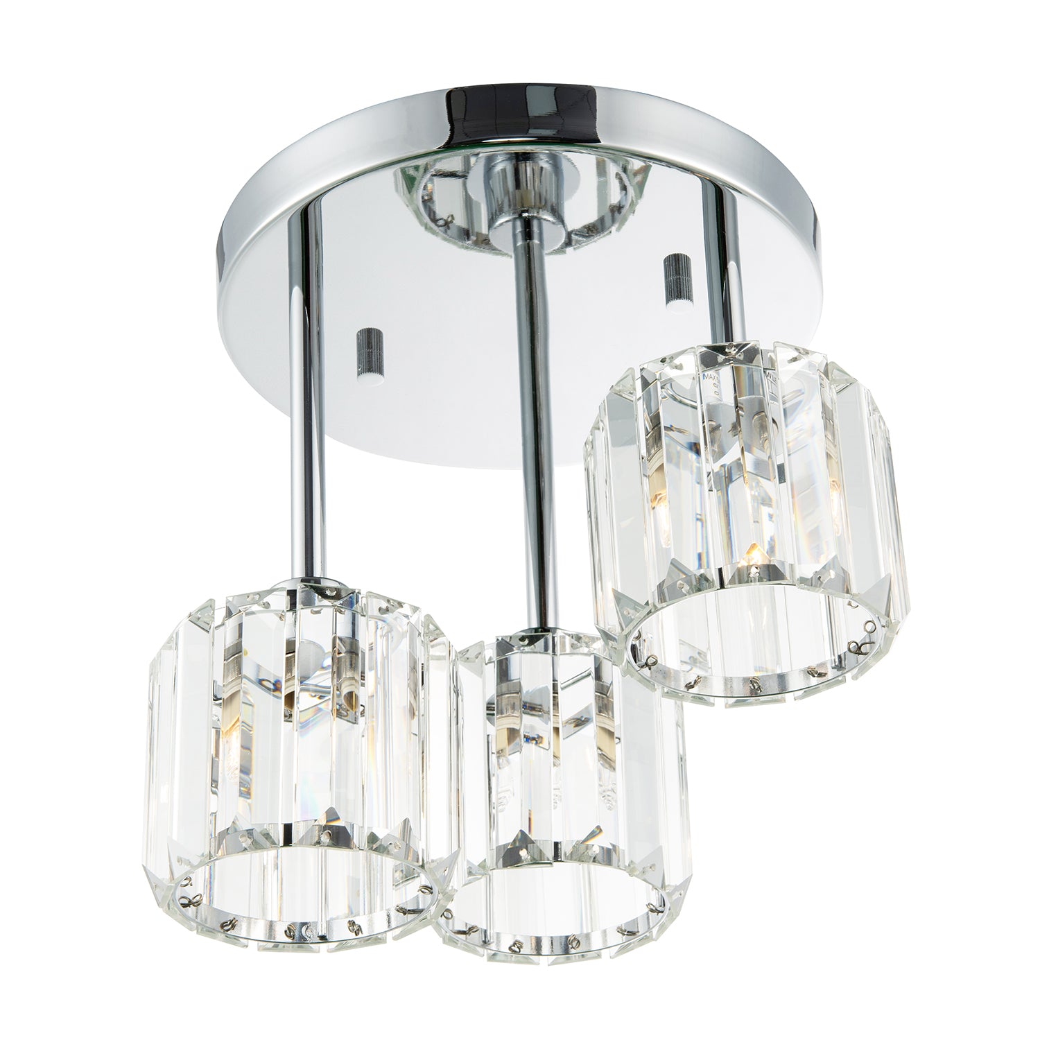 Modern Triple Level Chrome Ceiling Light with K9 Crystal Glass Shades Image 3