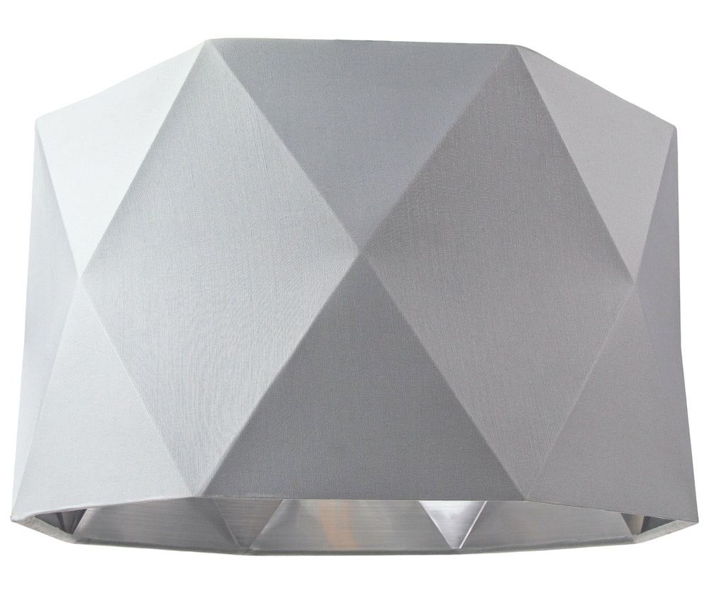 Grey Cotton 12" Geometric Shade with Inner Brushed Silver Metal Effect Lining Image 1