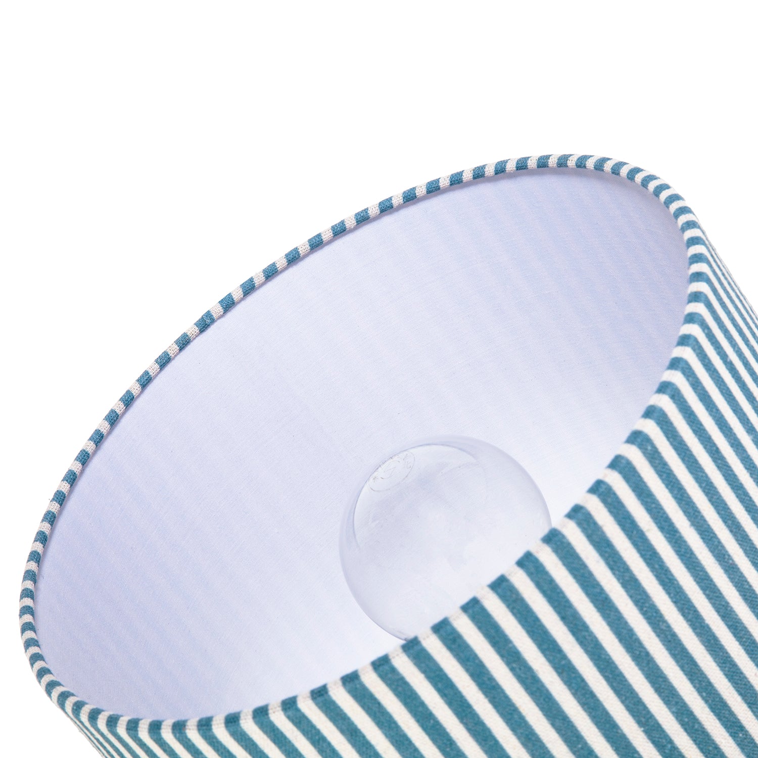 Dusty Blue Thin Striped Linen Fabric Lamp Shade with Inner Lining Image 5