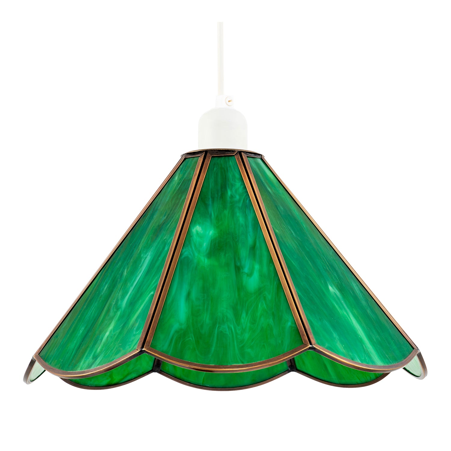 Classic Green Toned Tiffany Glass Easy Fit Pendant Lighting Shade Image 1