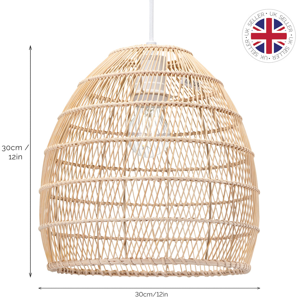 Traditional Vintage Spiral Cage Design Natural Brown Rattan Ceiling Lamp Shade Image 7