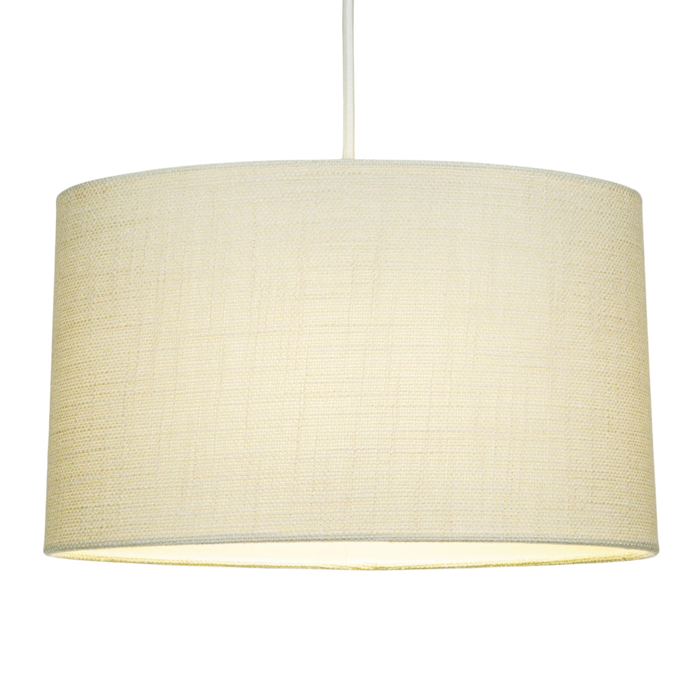 Contemporary and Sleek Cream Linen Fabric Oval Lamp Shade 60w Maximum Image 2