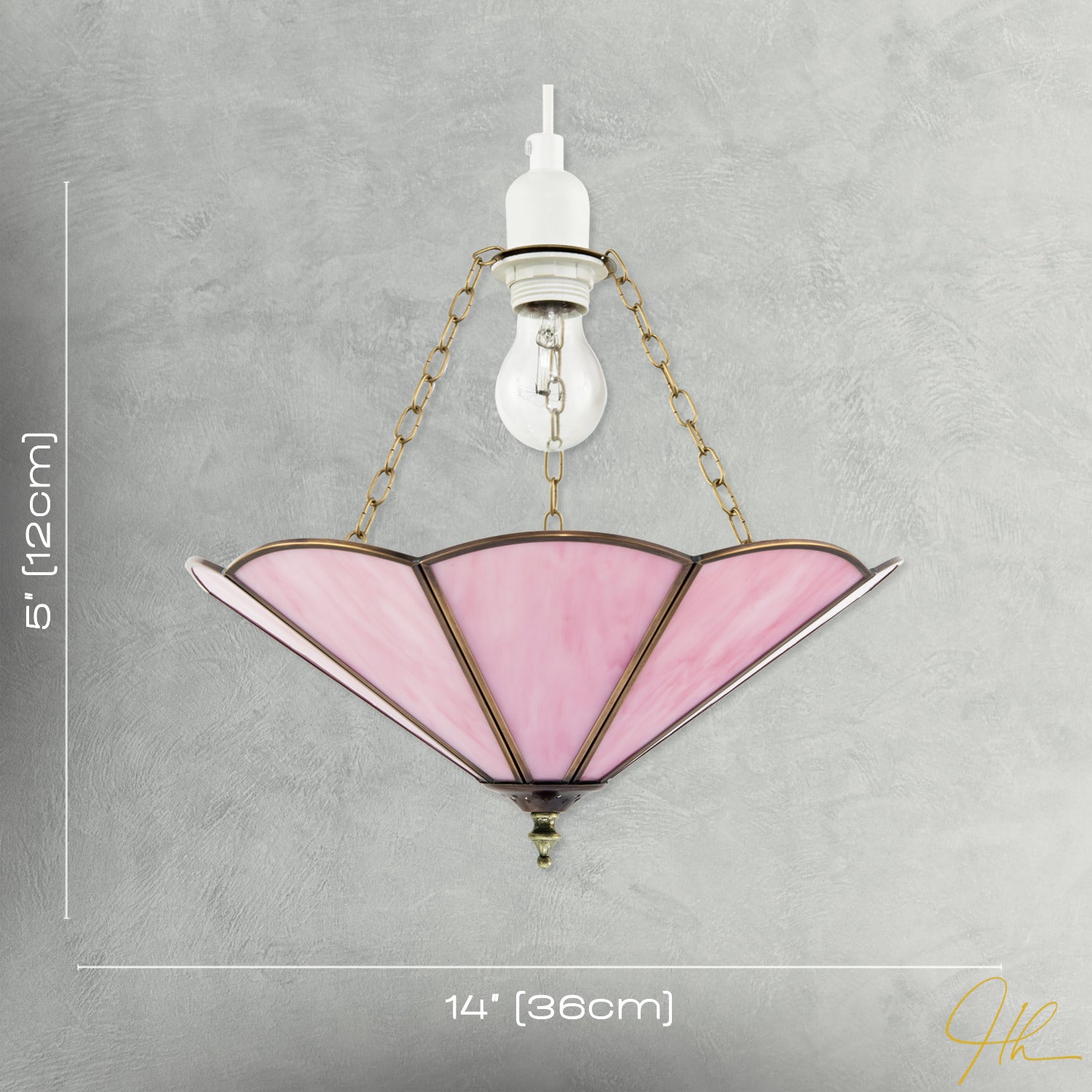 Soft Rose Pink Chic Tiffany Glass Easy Fit Pendant Shade with Chains Image 7