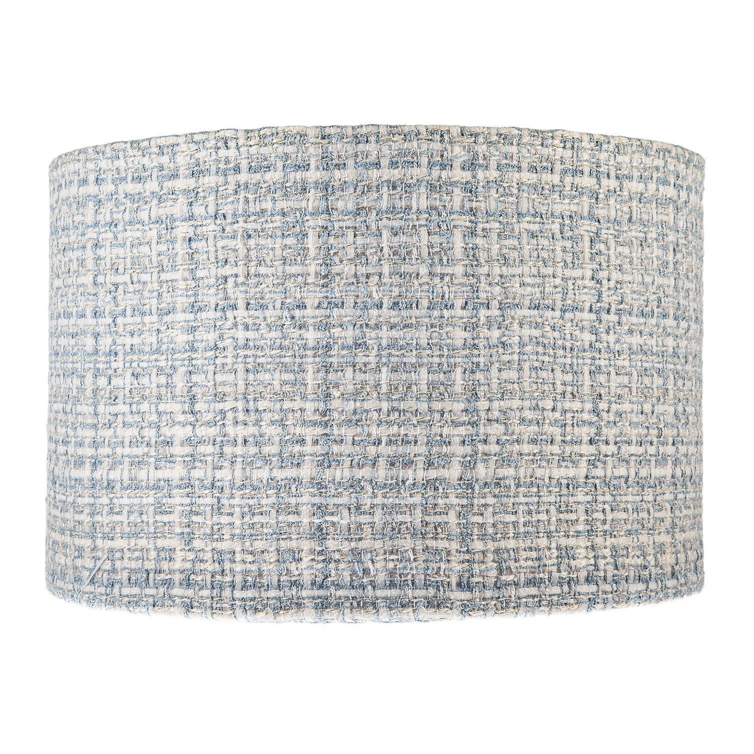 Modern drum Lamp Shade Upholstered in Soft Woven Boucle Style Fabric Image 5